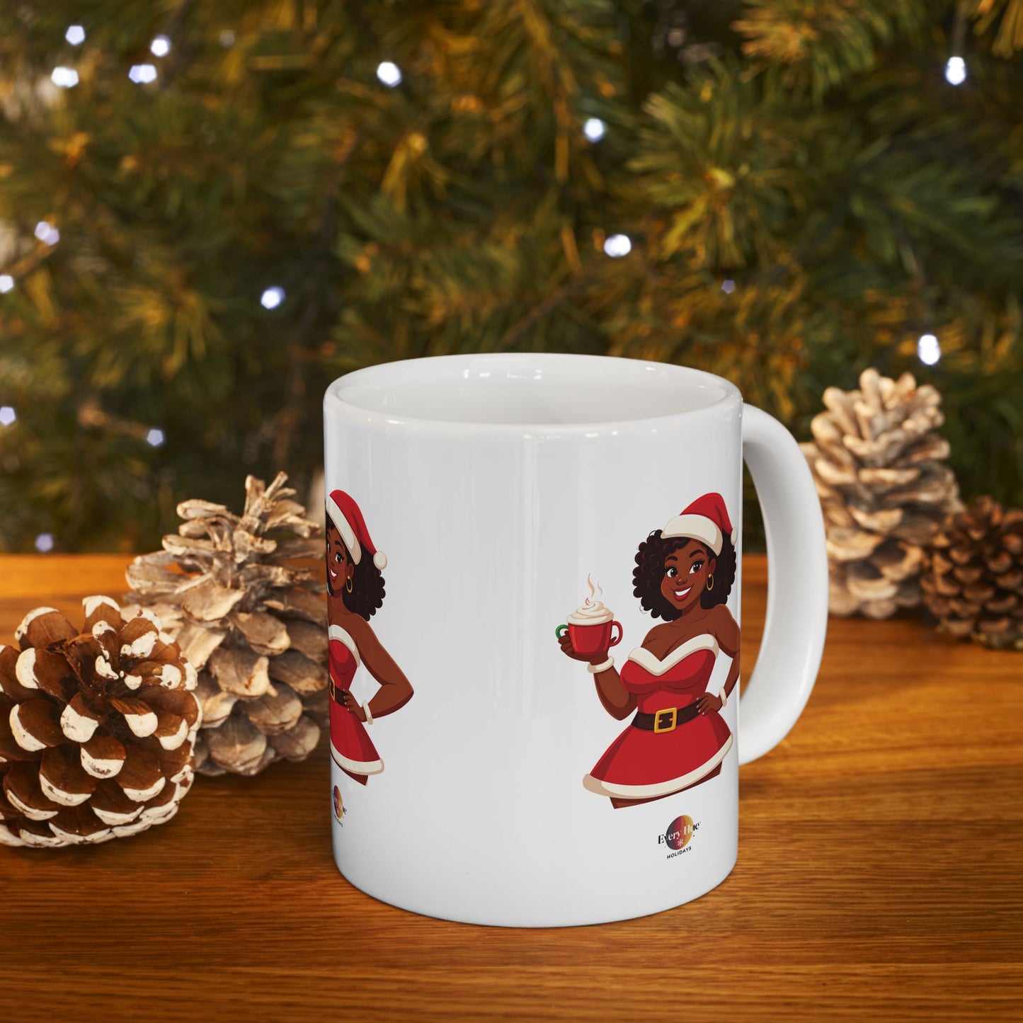 Festive Holiday Ceramic Mug - Cheerful Santa Design, Christmas Gift, Coffee Lover's Mug, Cozy Winter Vibes, Hot Cocoa Mug, Decorative Mug