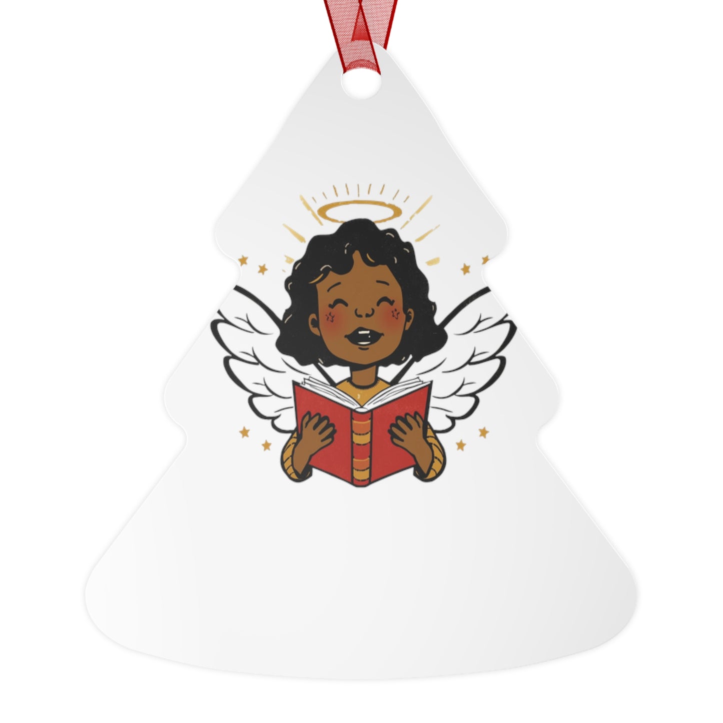 Angelic Reader Metal Ornaments, Christmas Decor, Holiday Gift, Religious Ornament, Winged Angel Decor