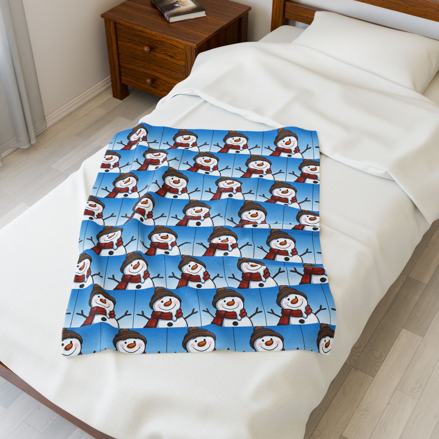 Cozy Snowman Velveteen Plush Blanket | Winter Decor, Holiday Gift, Cozy Home, Snowman Design, Snuggle Blanket