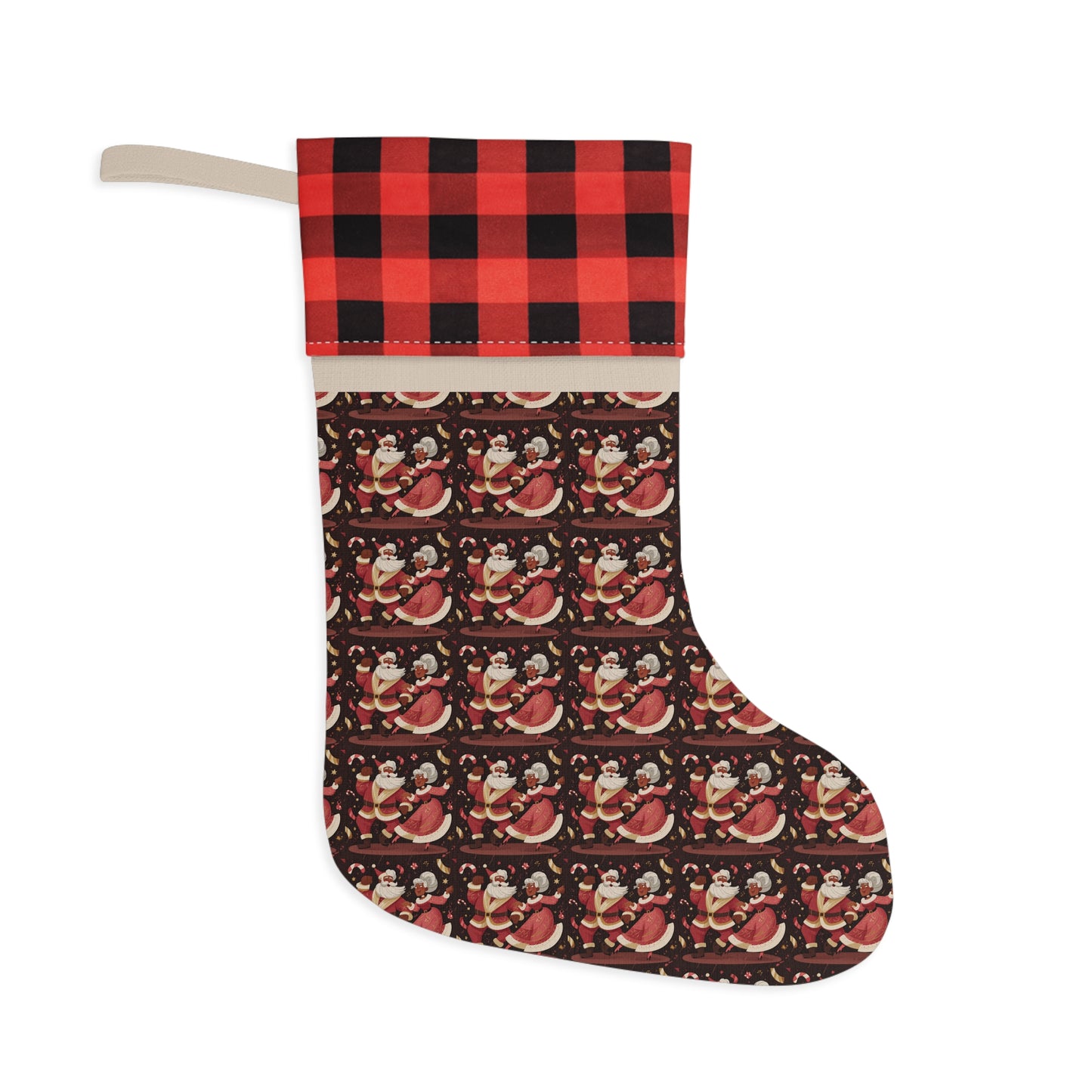Cozy Holiday Christmas Stocking, Festive Home Decor, Stocking for Santa, Buffalo Check, Personalized Gift, Christmas Celebration
