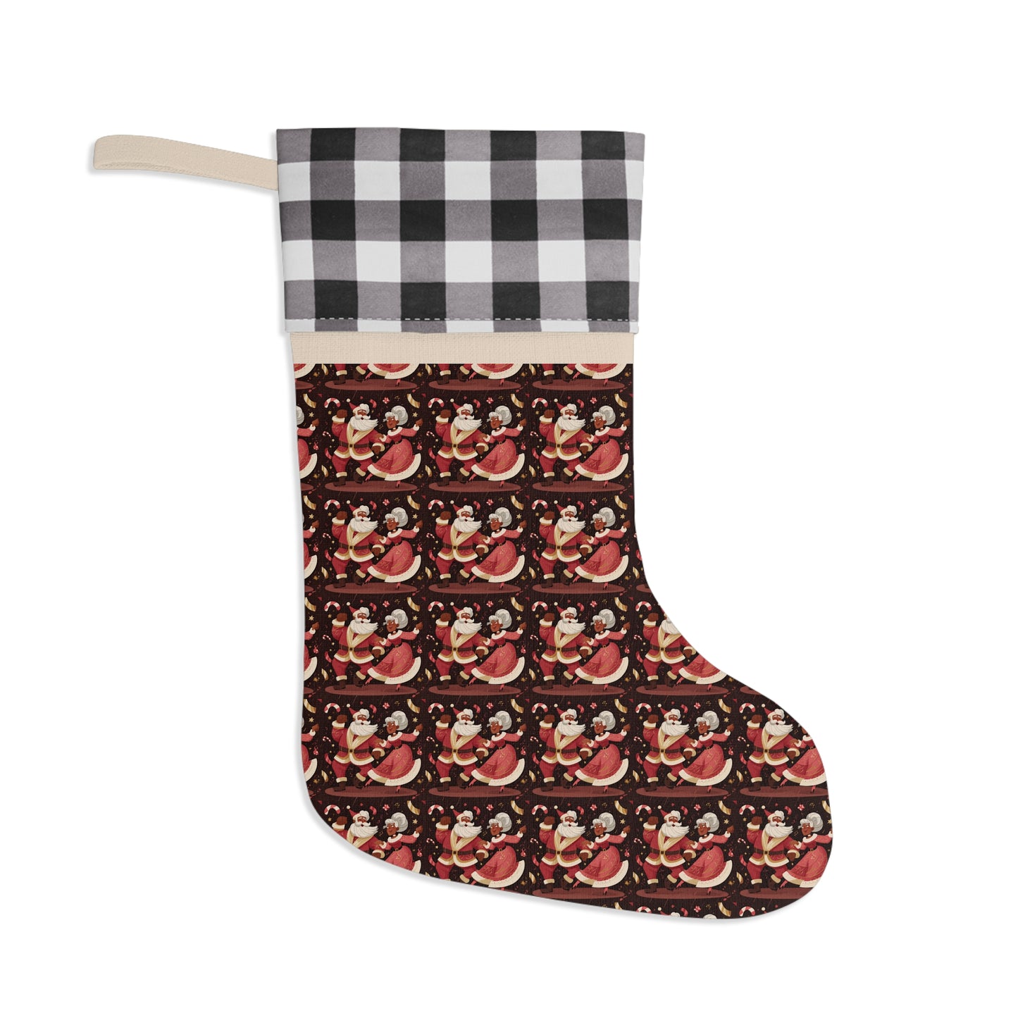Cozy Holiday Christmas Stocking, Festive Home Decor, Stocking for Santa, Buffalo Check, Personalized Gift, Christmas Celebration