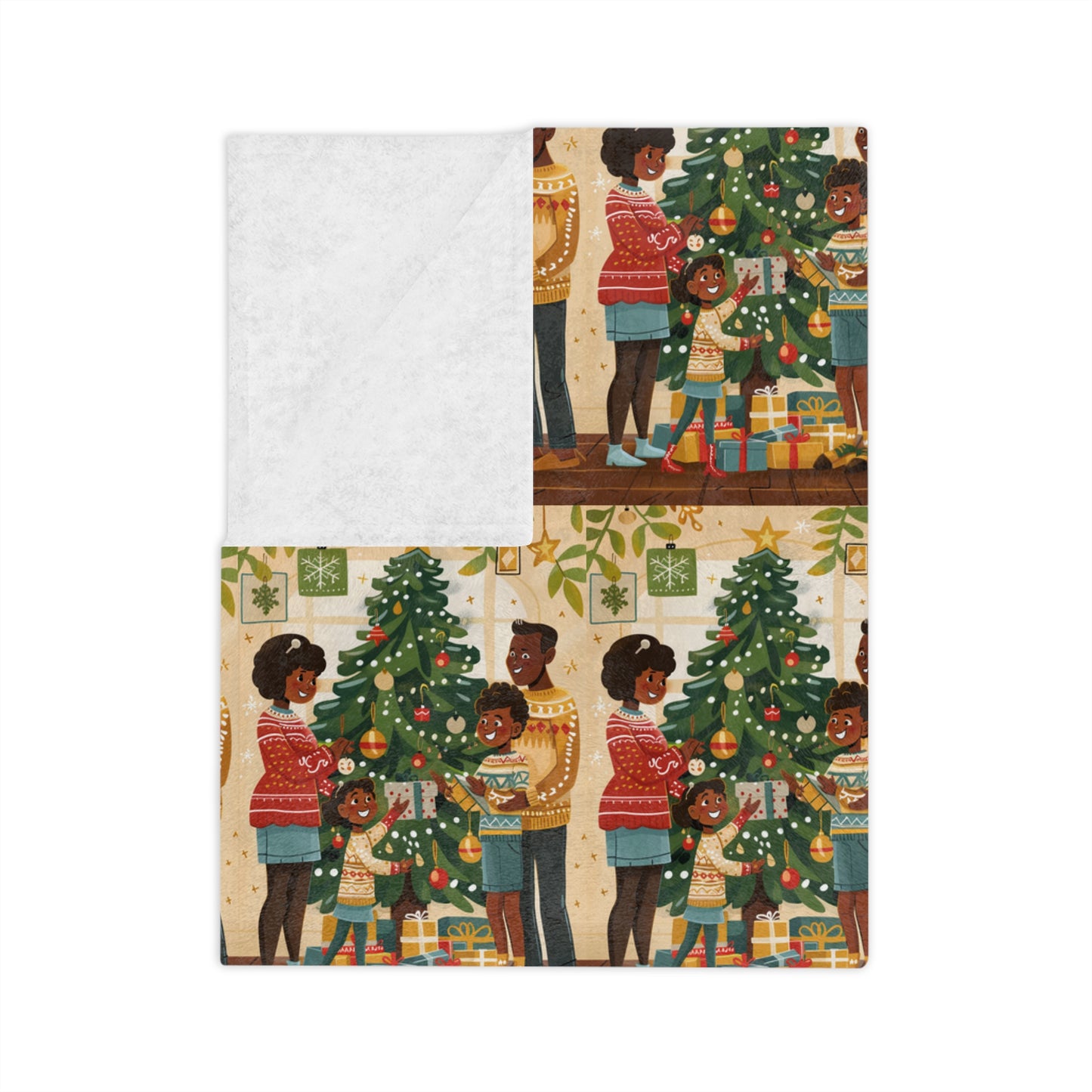 Warm Family Gatherings Velveteen Blanket, Cozy Holiday Decor, Kids Blanket, Gift for Christmas, Soft Throw for Living Room