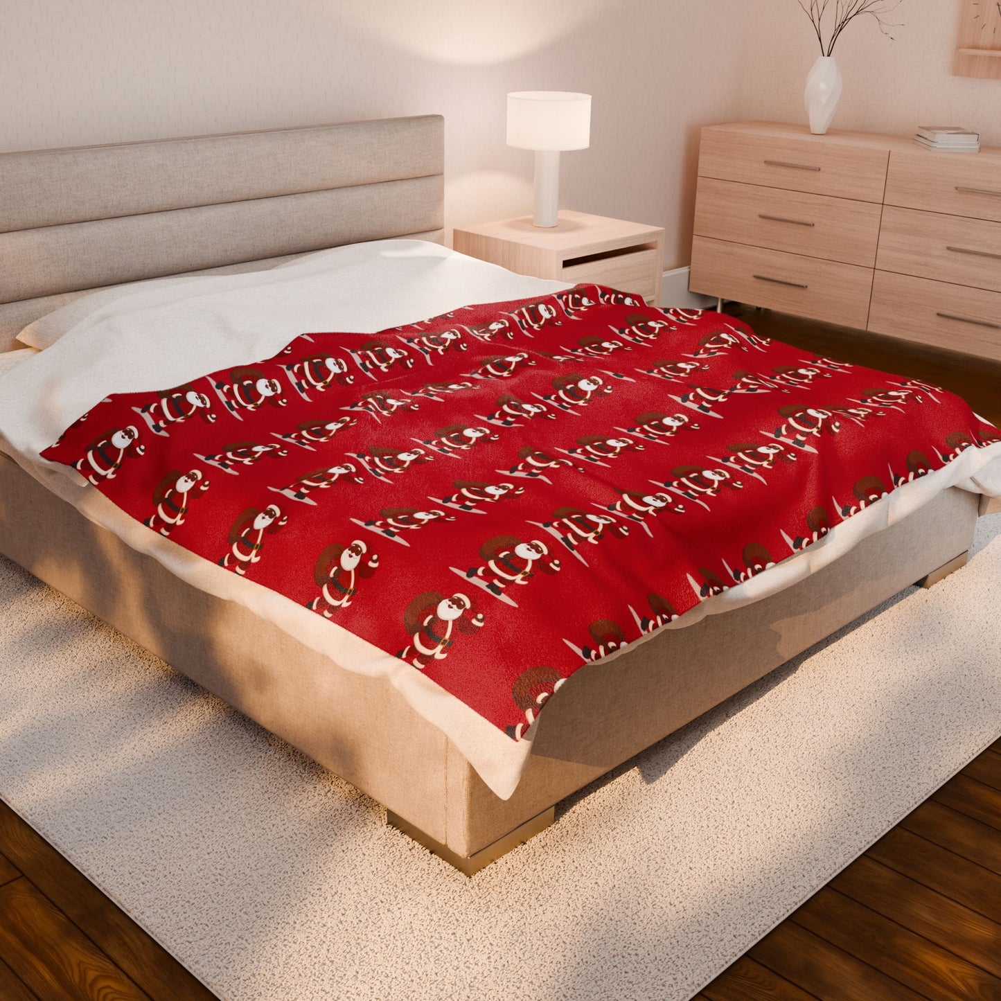 Cozy Christmas Velveteen Plush Blanket, Soft Holiday Throw, Festive Decor for Winter, Perfect Gift for Loved Ones, Santa Design