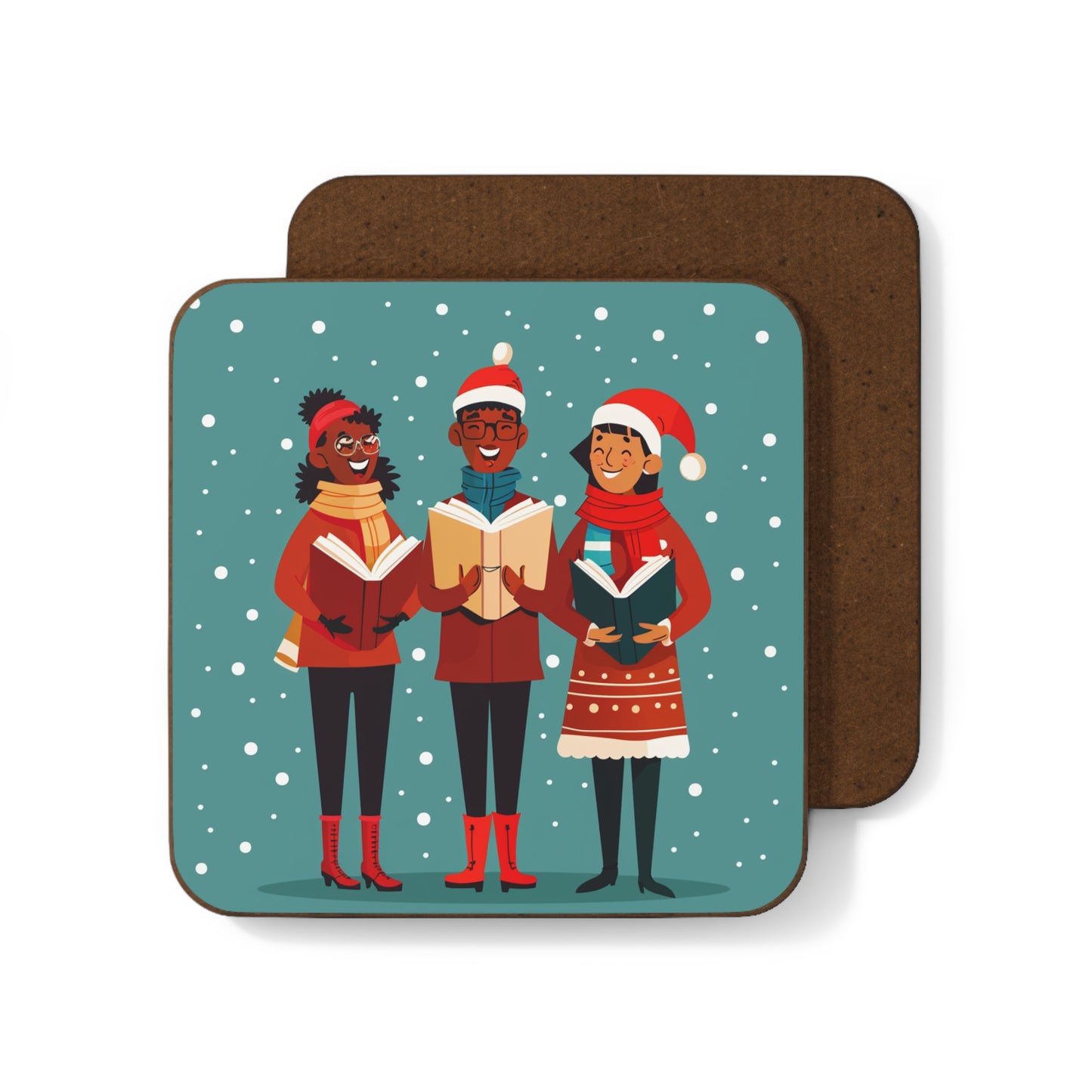 Festive Friends Coaster - Holiday Drinkware, Christmas Decor, Gift for Book Lovers, Winter Celebrations, Coaster Set