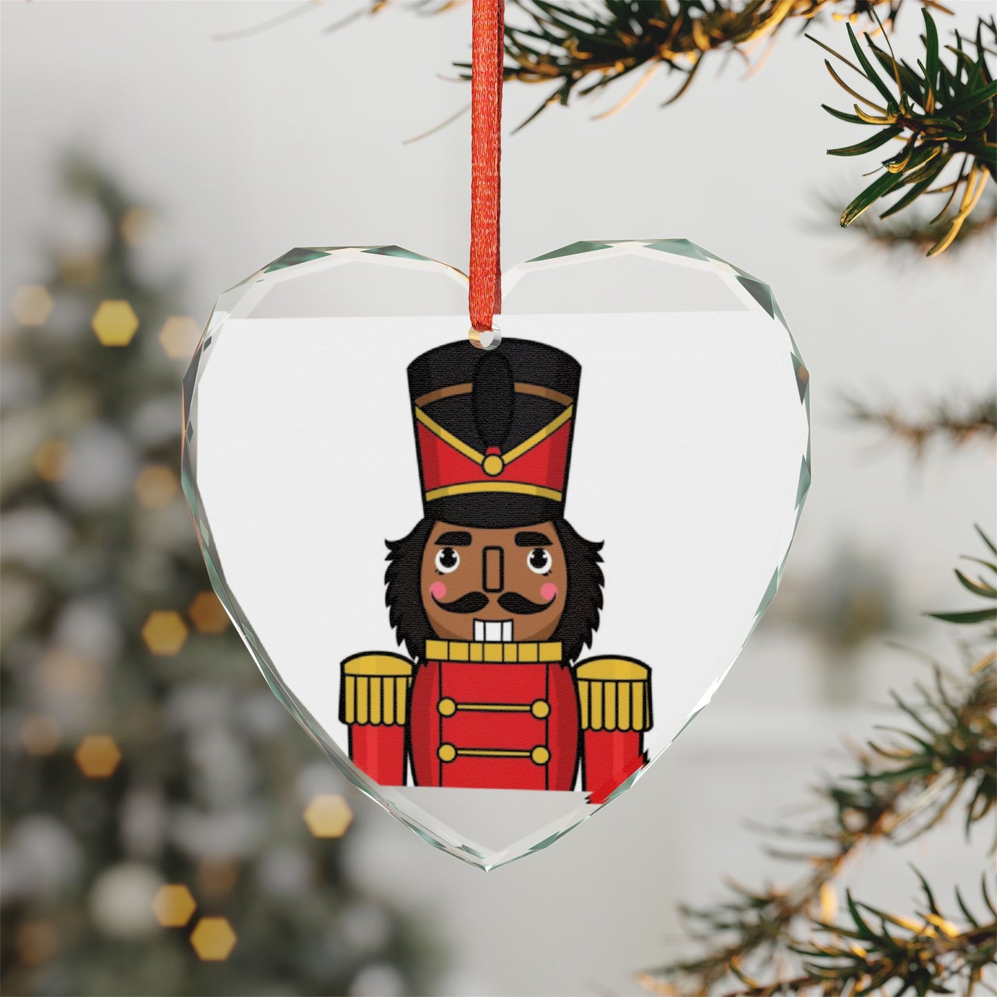 Nutcracker Heart Glass Ornament, Christmas Decoration, Holiday Gift, Festive Ornament, Seasonal Decor, Handmade Gift
