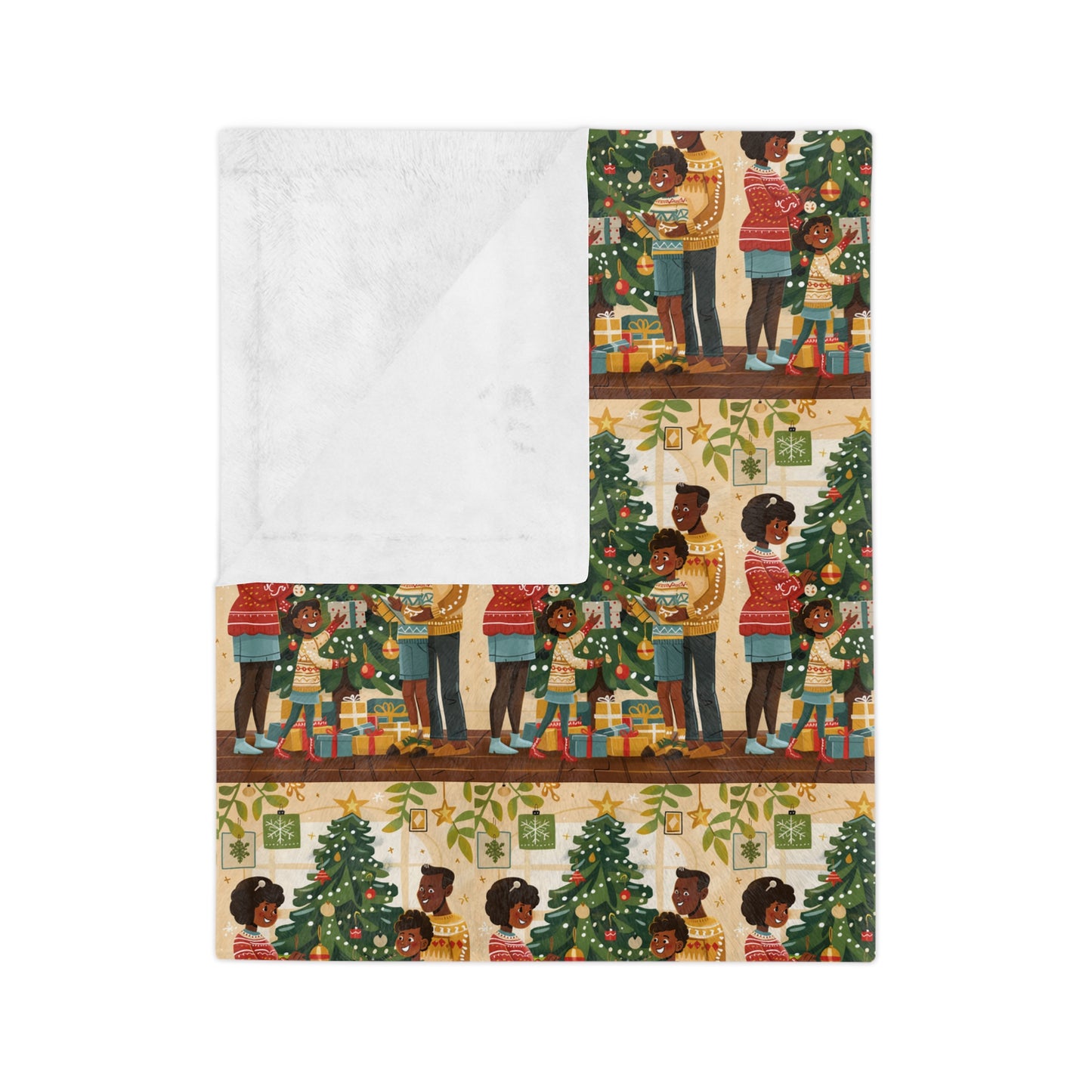 Warm Family Gatherings Velveteen Blanket, Cozy Holiday Decor, Kids Blanket, Gift for Christmas, Soft Throw for Living Room