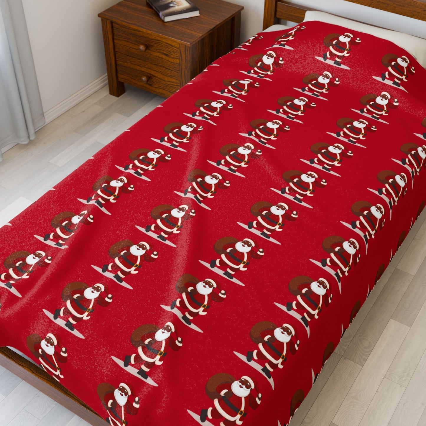 Cozy Christmas Velveteen Plush Blanket, Soft Holiday Throw, Festive Decor for Winter, Perfect Gift for Loved Ones, Santa Design