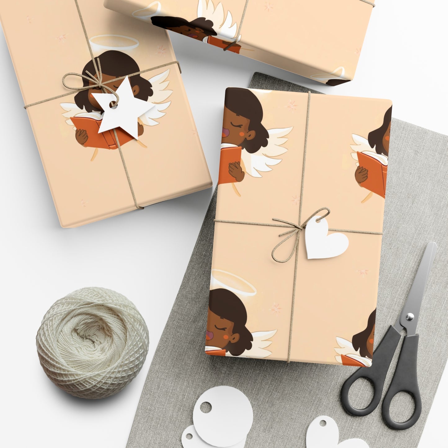 Angel Reading Gift Wrap Papers, Wrapping Paper for Presents, Holiday Gift Wrap, Cute Gift Wrap for Kids, Unique Gift Wrap for Birthdays