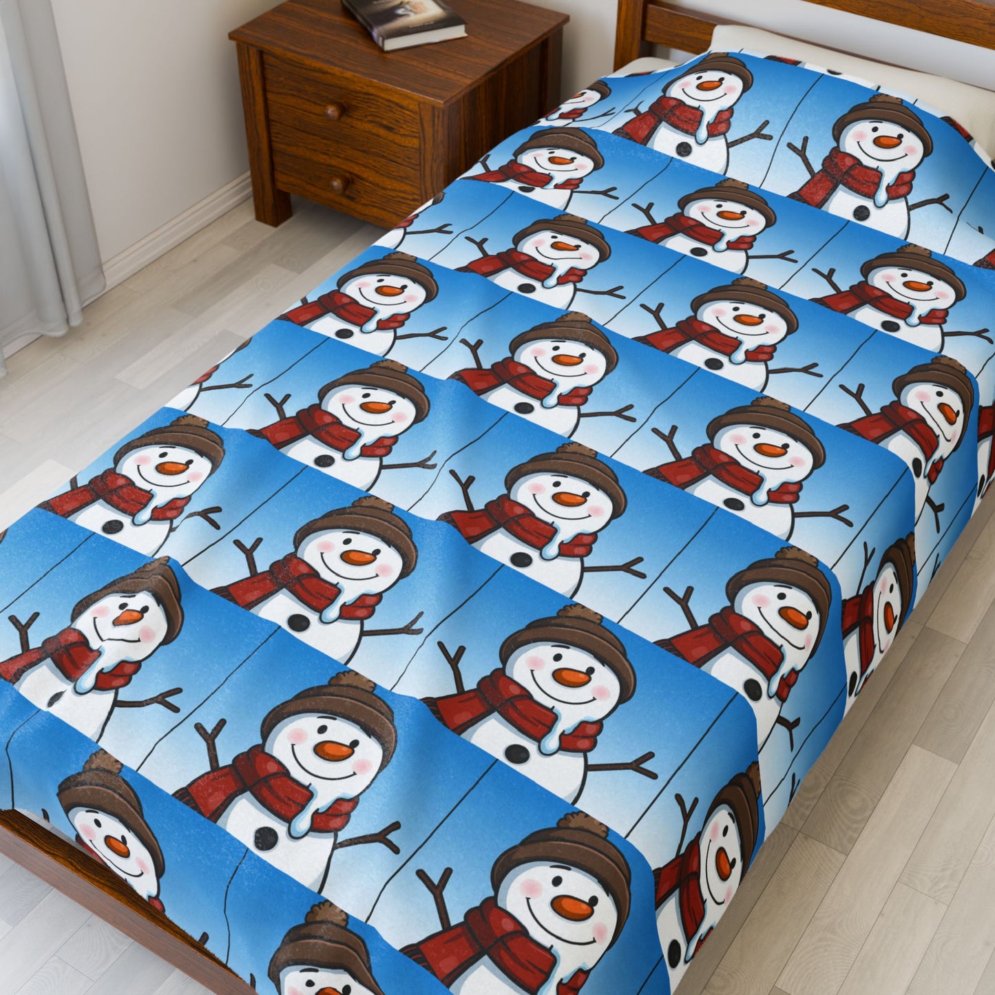 Cozy Snowman Velveteen Plush Blanket | Winter Decor, Holiday Gift, Cozy Home, Snowman Design, Snuggle Blanket