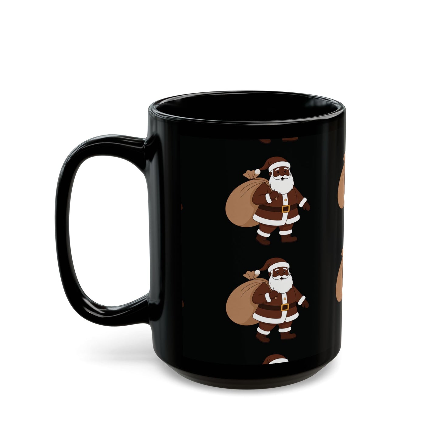 Festive Santa Mug, Christmas Coffee Cup, Holiday Gift, Black Ceramic Mug, Santa Claus Decorations, Merry & Bright