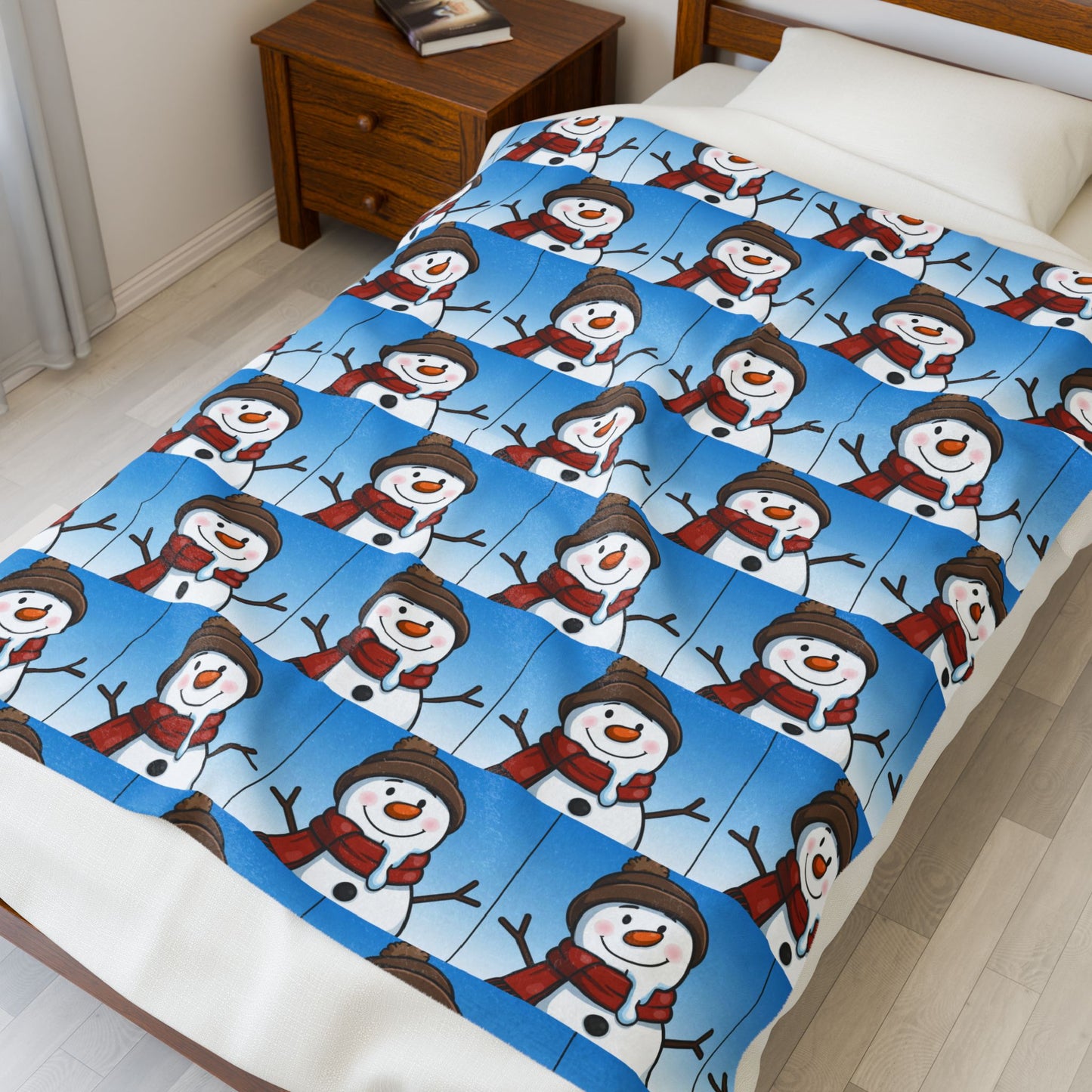 Cozy Snowman Velveteen Plush Blanket | Winter Decor, Holiday Gift, Cozy Home, Snowman Design, Snuggle Blanket