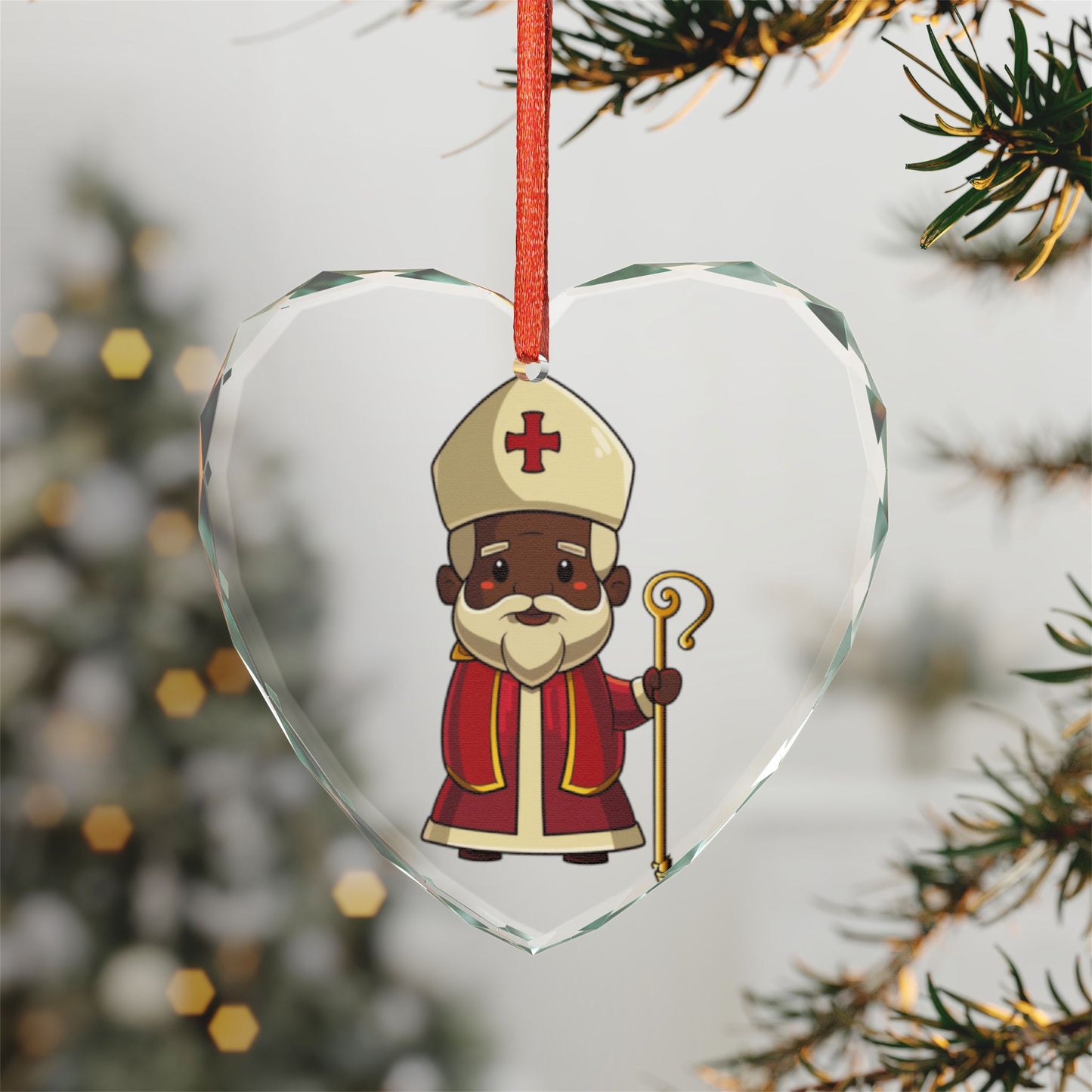 Crystal Glass Ornament featuring St. Nicholas - Holiday Decoration, Christmas Gift, Home Decor, Keepsake, Seasonal Ornament