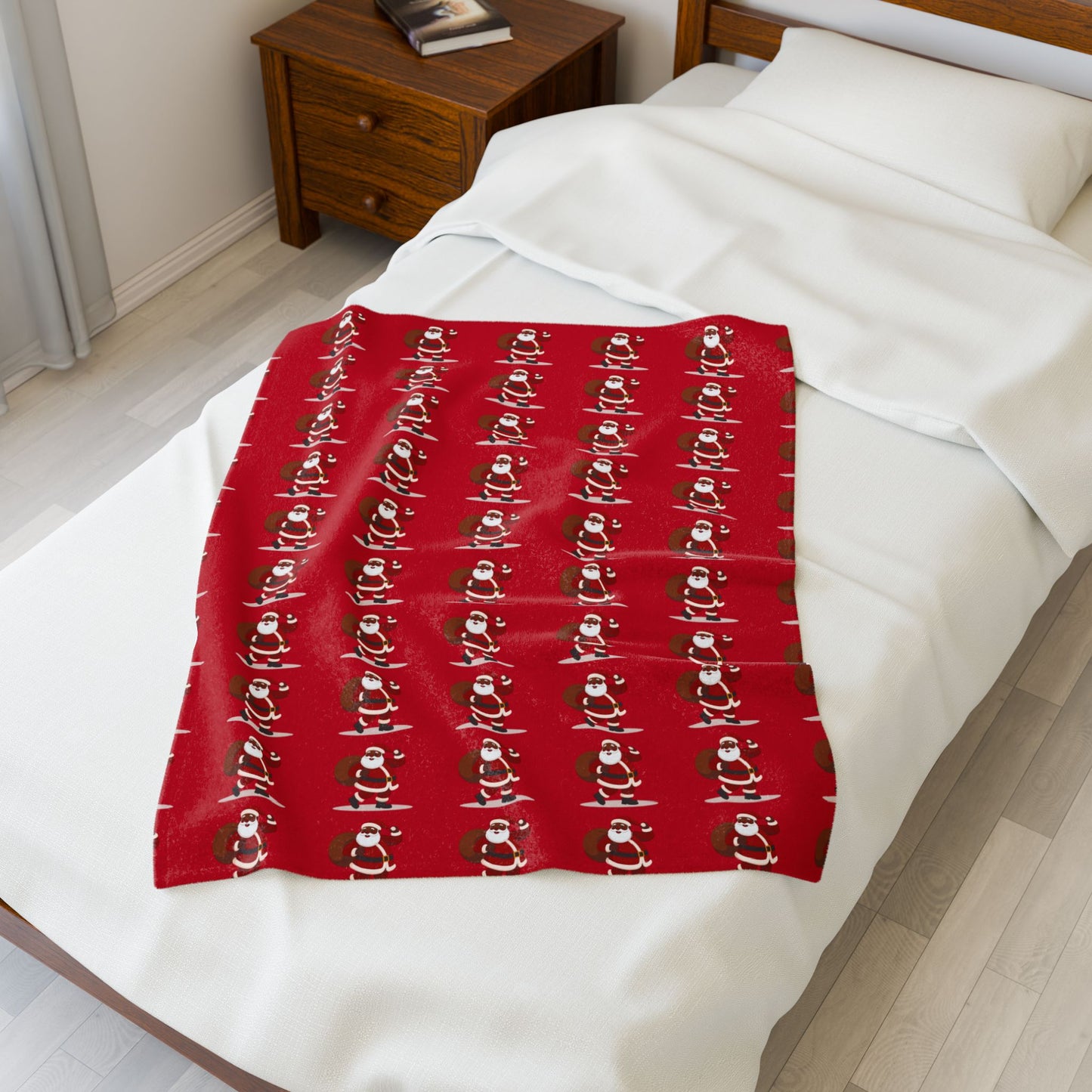 Cozy Christmas Velveteen Plush Blanket, Soft Holiday Throw, Festive Decor for Winter, Perfect Gift for Loved Ones, Santa Design