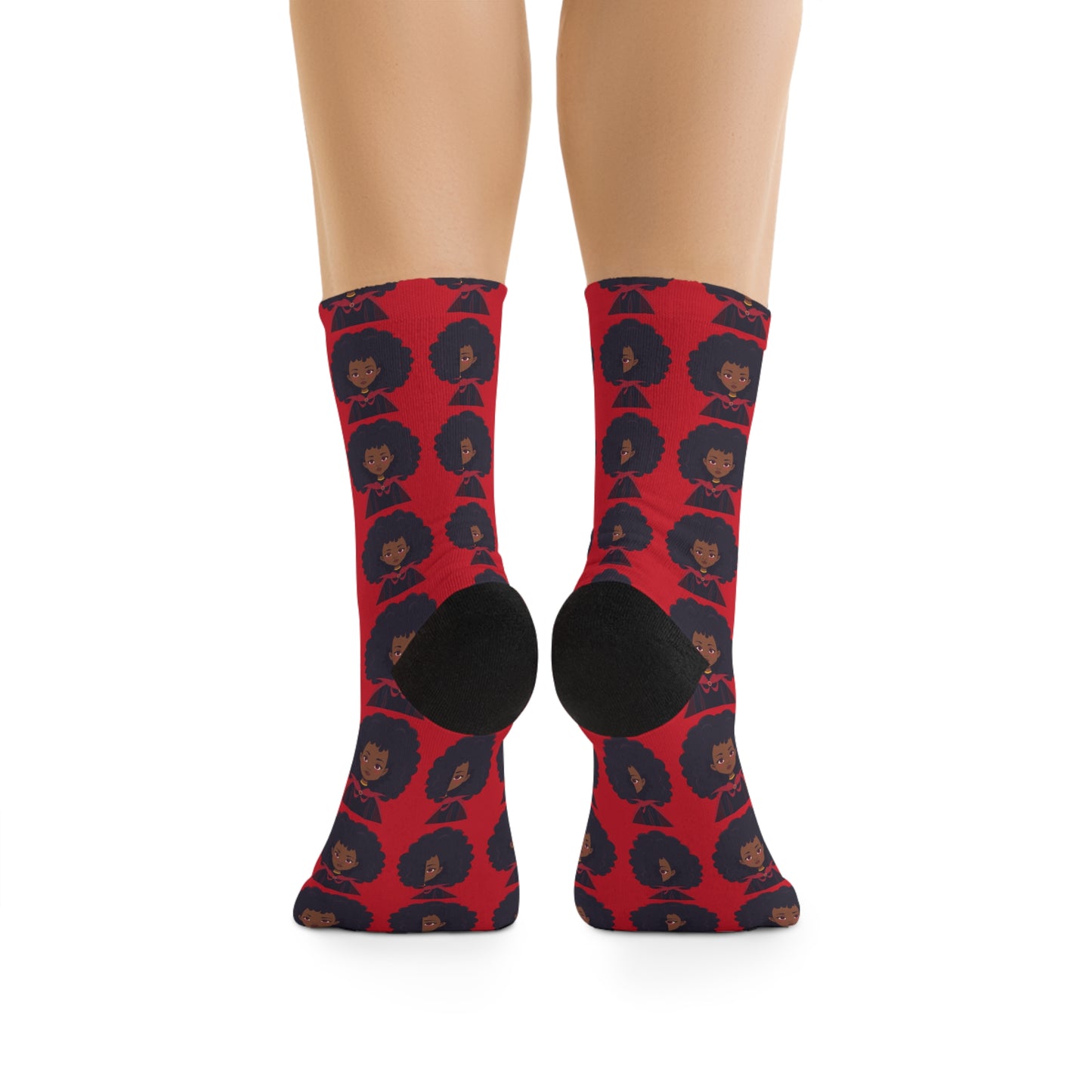 Funky Afro Pattern Socks, Eco-Friendly Recycled Poly Socks, Fun Gift for Her, Unique Wearable Art, Black History Month Fashion