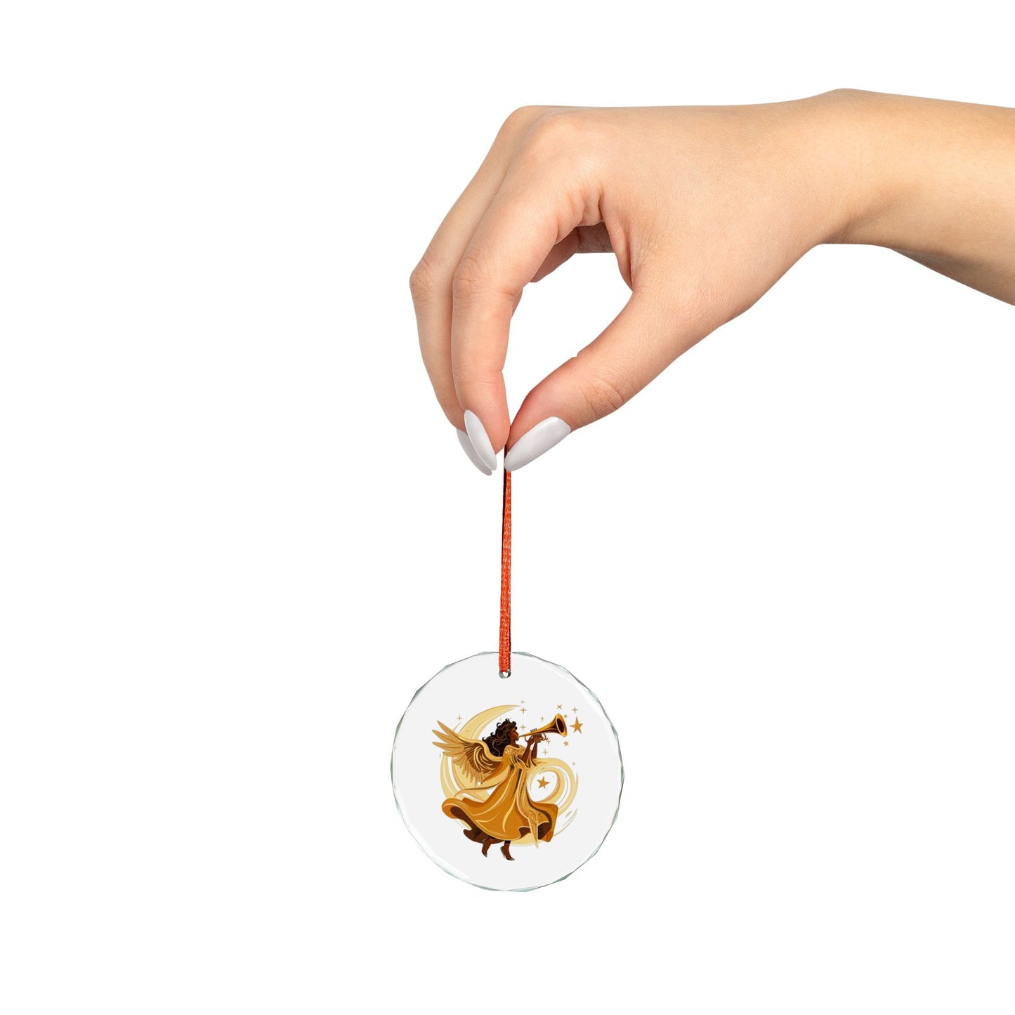 Angel Trumpet Crystal Ornament, Heart Shaped Decoration, Unique Holiday Gift, Christmas Tree Ornament, Home Décor Keepsake