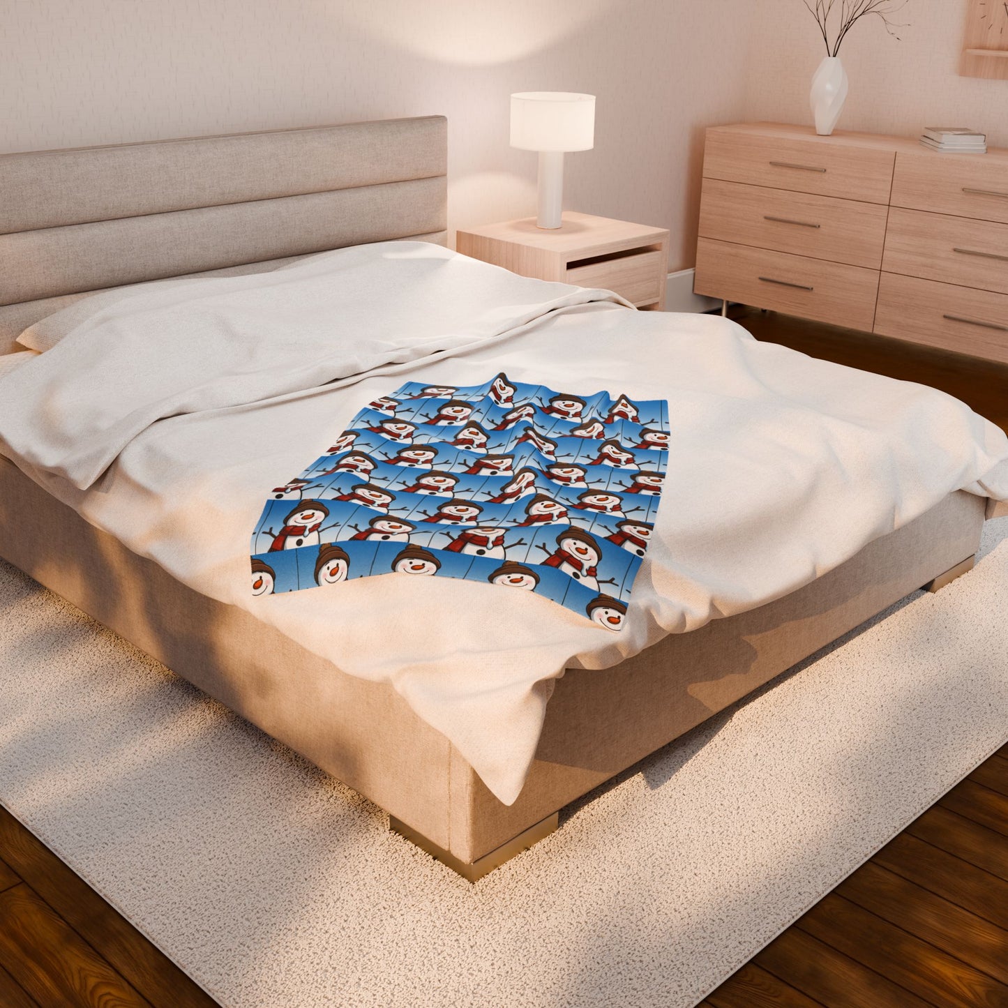 Cozy Snowman Velveteen Plush Blanket | Winter Decor, Holiday Gift, Cozy Home, Snowman Design, Snuggle Blanket