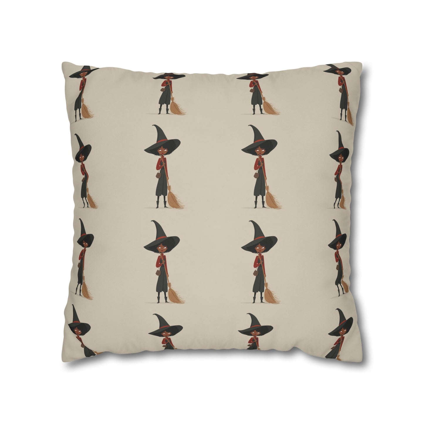 Whimsical Witch Square Pillowcase, Cozy Halloween Decor, Magic Themed Home Accents, Seasonal Gift for Witch Lovers, Spooky Bedroom Decor