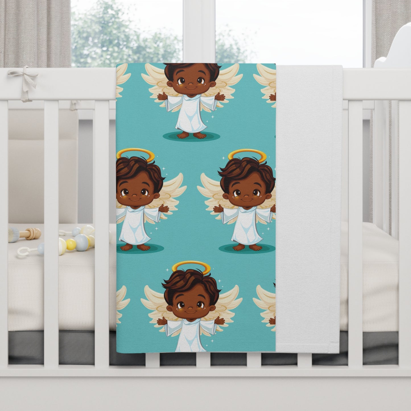 Cozy Fleece Baby Blanket with Angel Design | Perfect Gift for Showers, Christenings, Birthdays | Soft, Cute, and Warm Nursery Decor