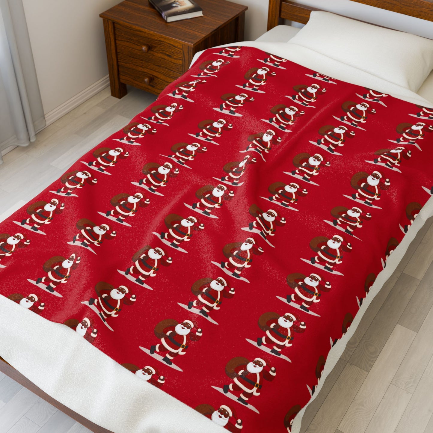 Cozy Christmas Velveteen Plush Blanket, Soft Holiday Throw, Festive Decor for Winter, Perfect Gift for Loved Ones, Santa Design