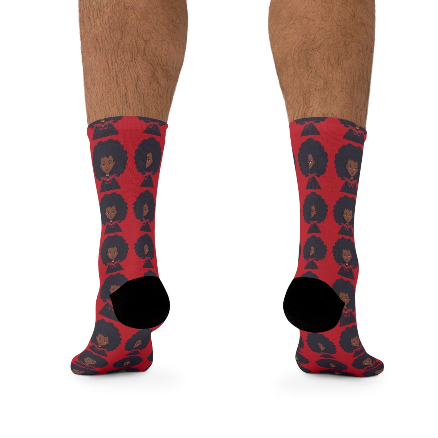 Funky Afro Pattern Socks, Eco-Friendly Recycled Poly Socks, Fun Gift for Her, Unique Wearable Art, Black History Month Fashion