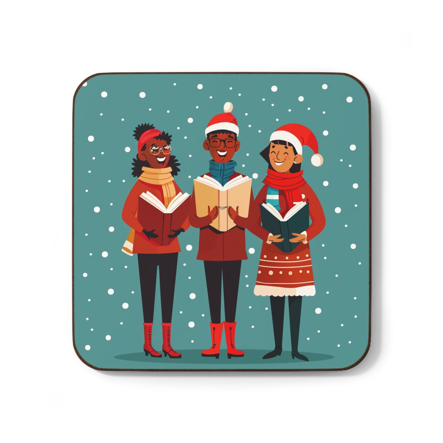 Festive Friends Coaster - Holiday Drinkware, Christmas Decor, Gift for Book Lovers, Winter Celebrations, Coaster Set