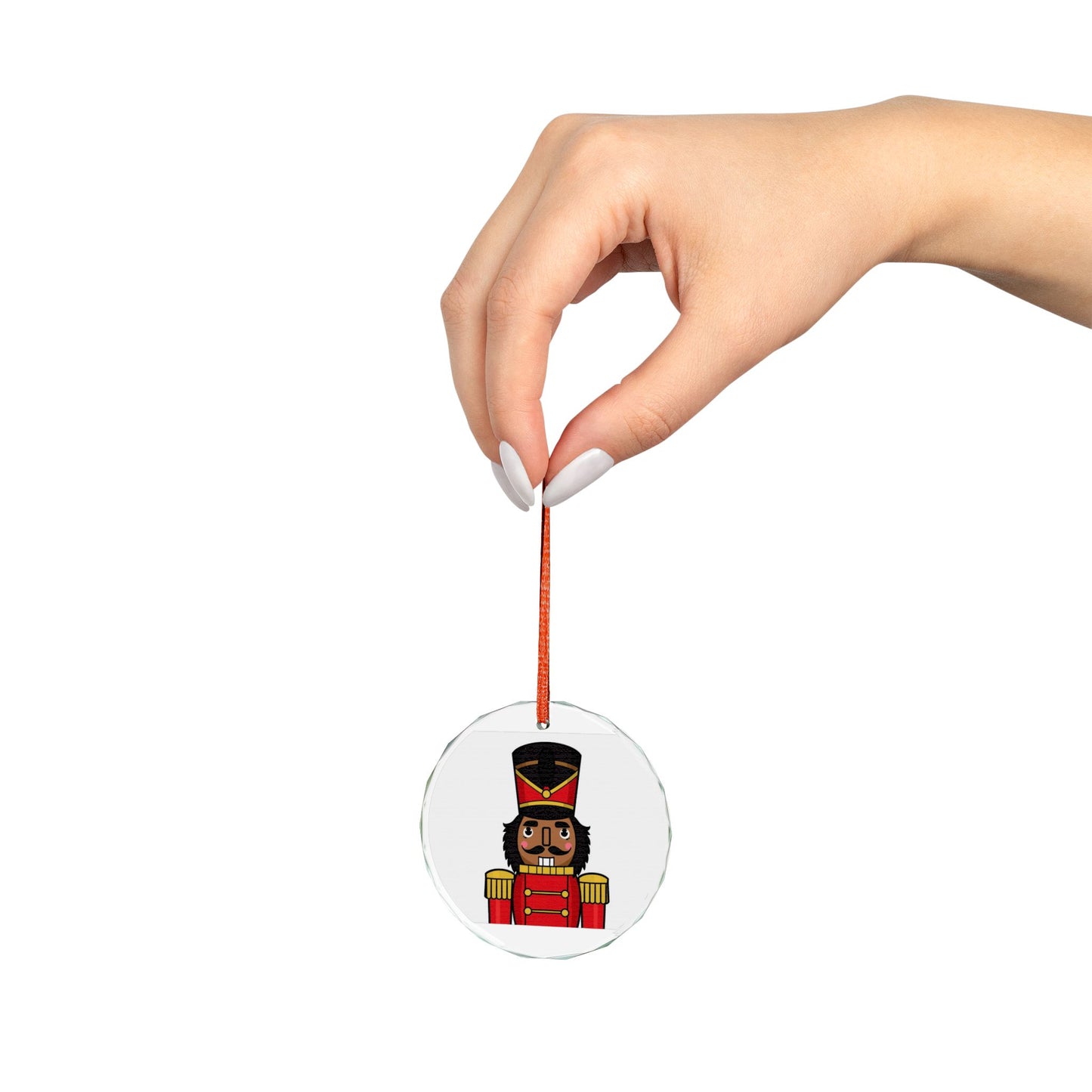 Nutcracker Heart Glass Ornament, Christmas Decoration, Holiday Gift, Festive Ornament, Seasonal Decor, Handmade Gift