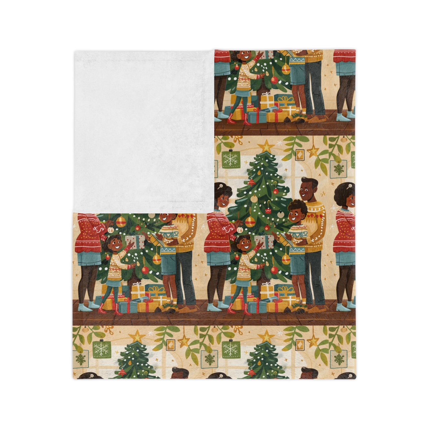 Warm Family Gatherings Velveteen Blanket, Cozy Holiday Decor, Kids Blanket, Gift for Christmas, Soft Throw for Living Room
