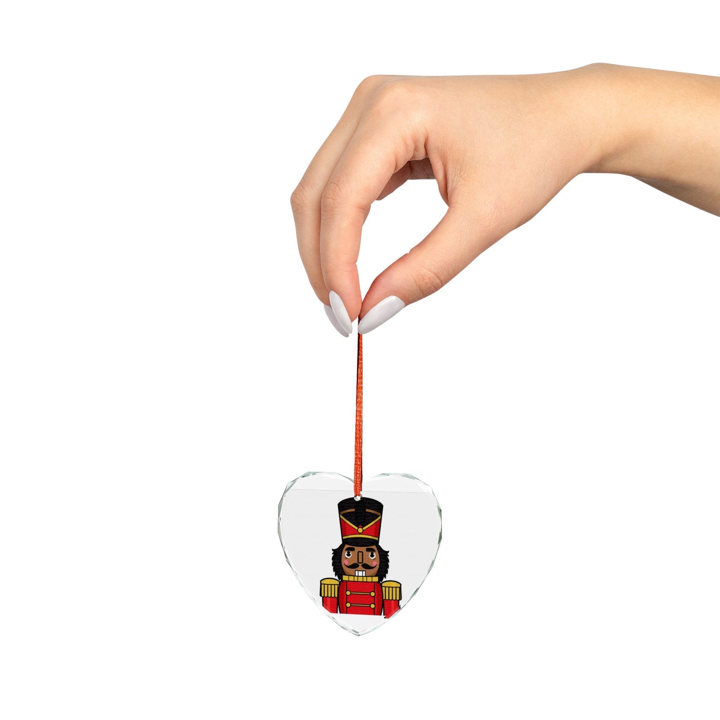 Nutcracker Heart Glass Ornament, Christmas Decoration, Holiday Gift, Festive Ornament, Seasonal Decor, Handmade Gift