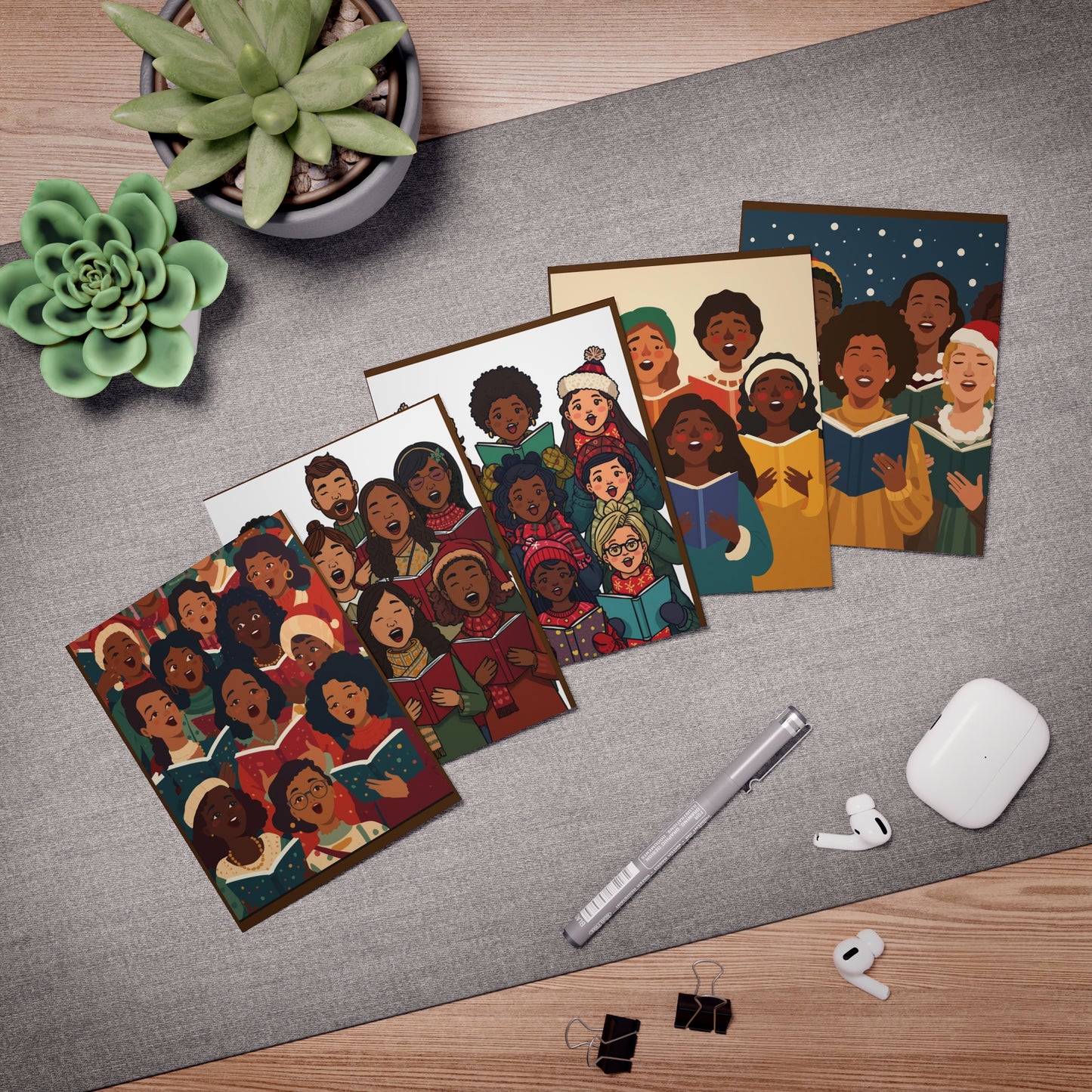 Festive Multicultural Greeting Cards for Celebrations, Holiday Cards, Christmas, Family Gatherings, Diverse Community