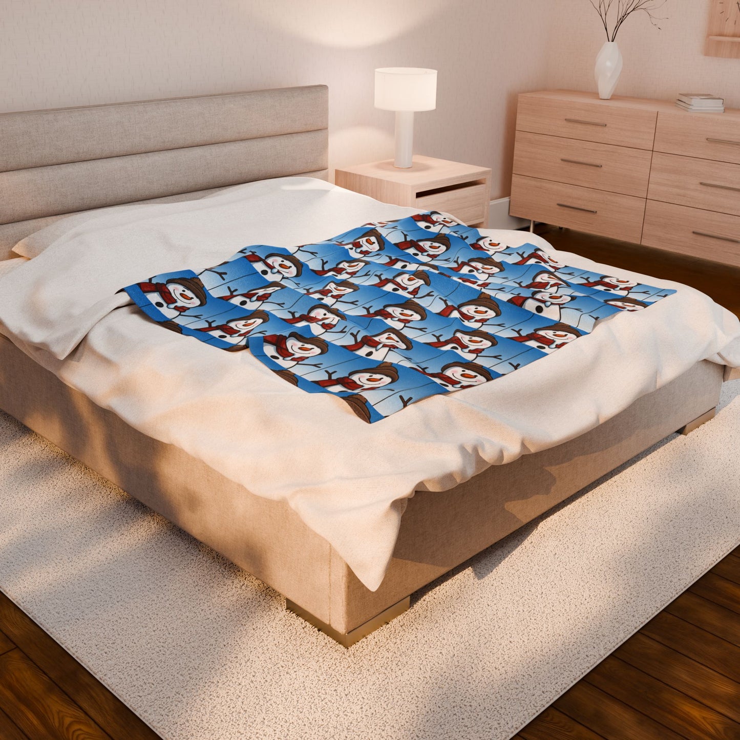 Cozy Snowman Velveteen Plush Blanket | Winter Decor, Holiday Gift, Cozy Home, Snowman Design, Snuggle Blanket