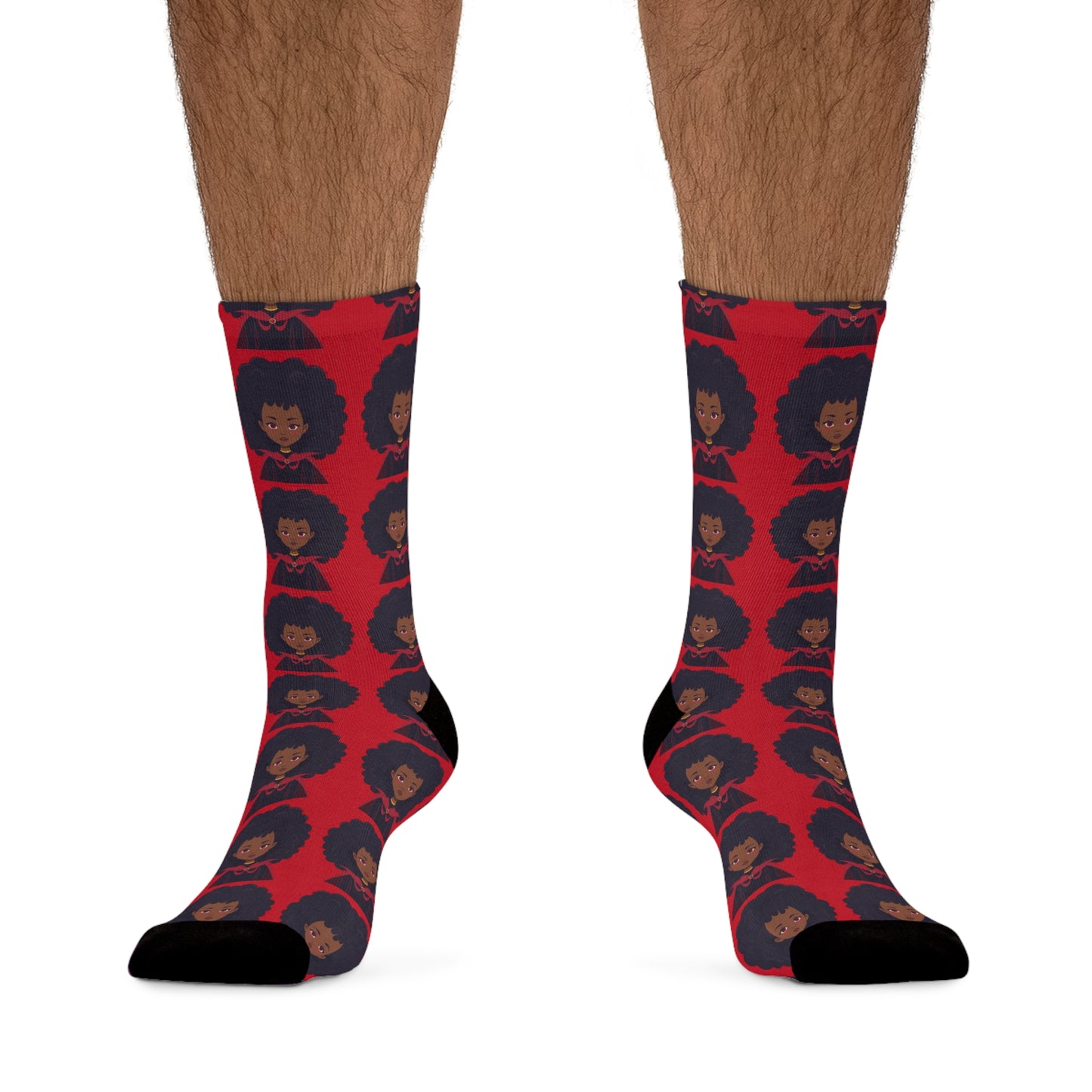 Funky Afro Pattern Socks, Eco-Friendly Recycled Poly Socks, Fun Gift for Her, Unique Wearable Art, Black History Month Fashion