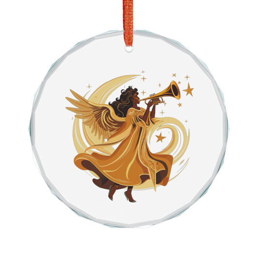 Angel Trumpet Crystal Ornament, Heart Shaped Decoration, Unique Holiday Gift, Christmas Tree Ornament, Home Décor Keepsake