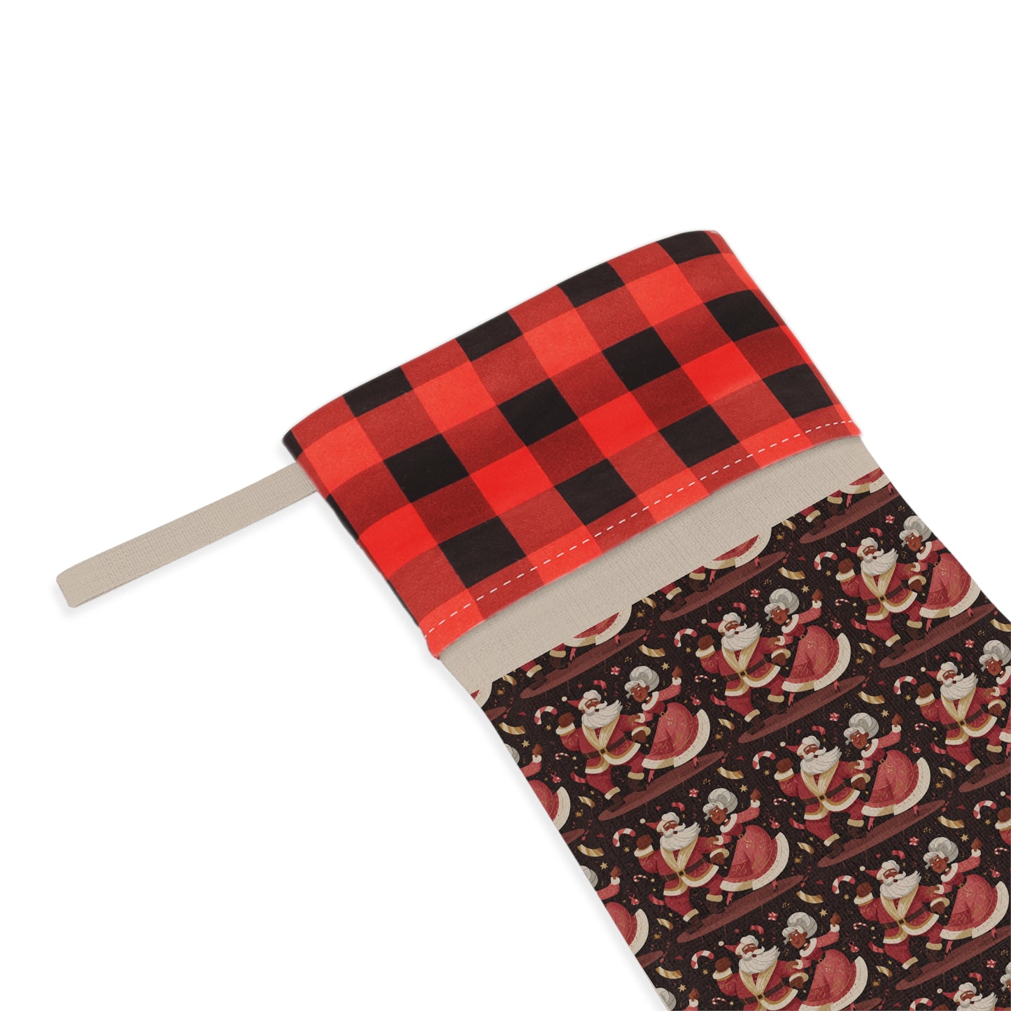 Cozy Holiday Christmas Stocking, Festive Home Decor, Stocking for Santa, Buffalo Check, Personalized Gift, Christmas Celebration