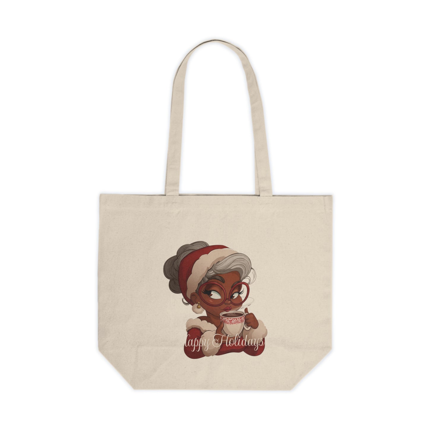 Happy Holidays Canvas Tote Bag, Eco-Friendly Shopping Tote, Gift for Her, Christmas Essentials, Reusable Grocery Bag, Holiday Gift