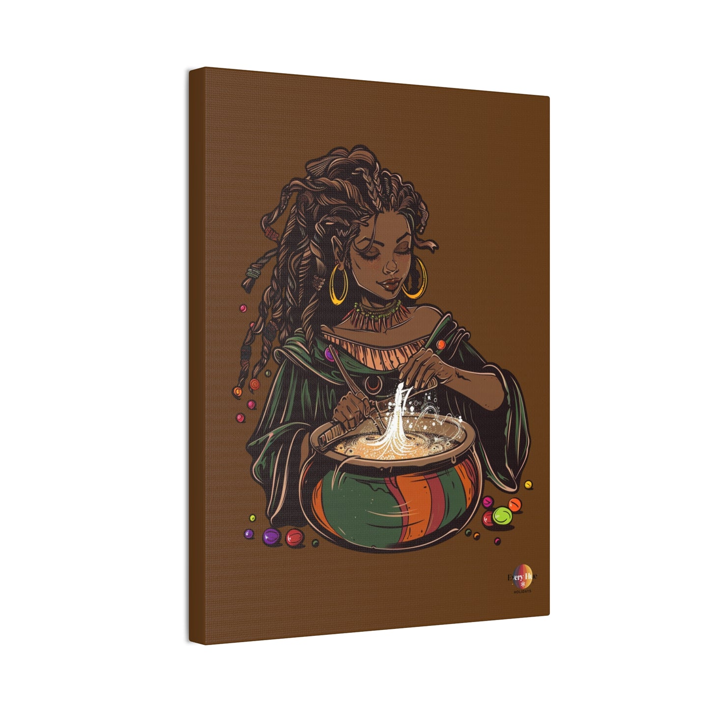 Artistic Magic Canvas Print with Enchantress, Wall Art, African Inspired Decor, Witchcraft Decor, Home Office Wall Art