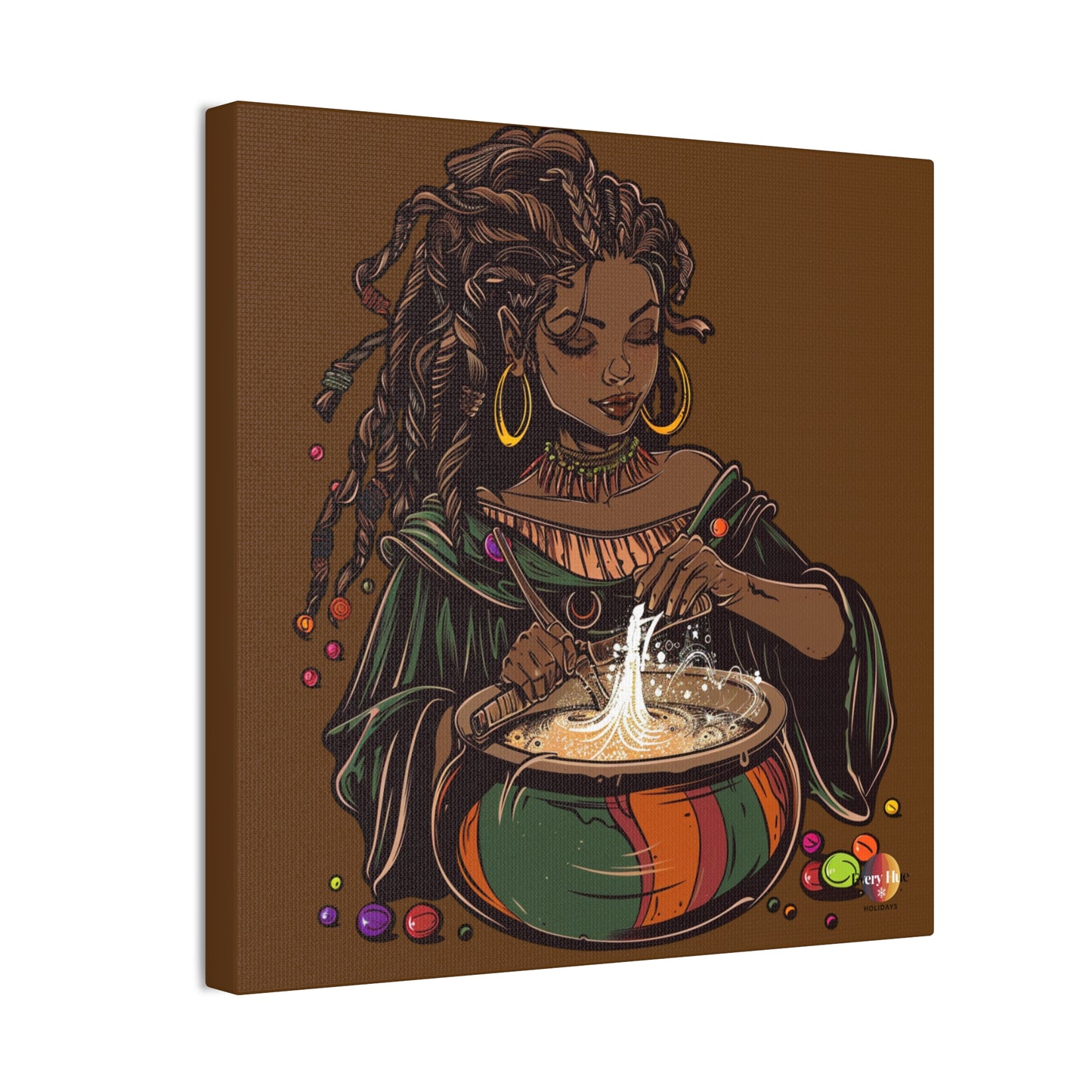 Artistic Magic Canvas Print with Enchantress, Wall Art, African Inspired Decor, Witchcraft Decor, Home Office Wall Art