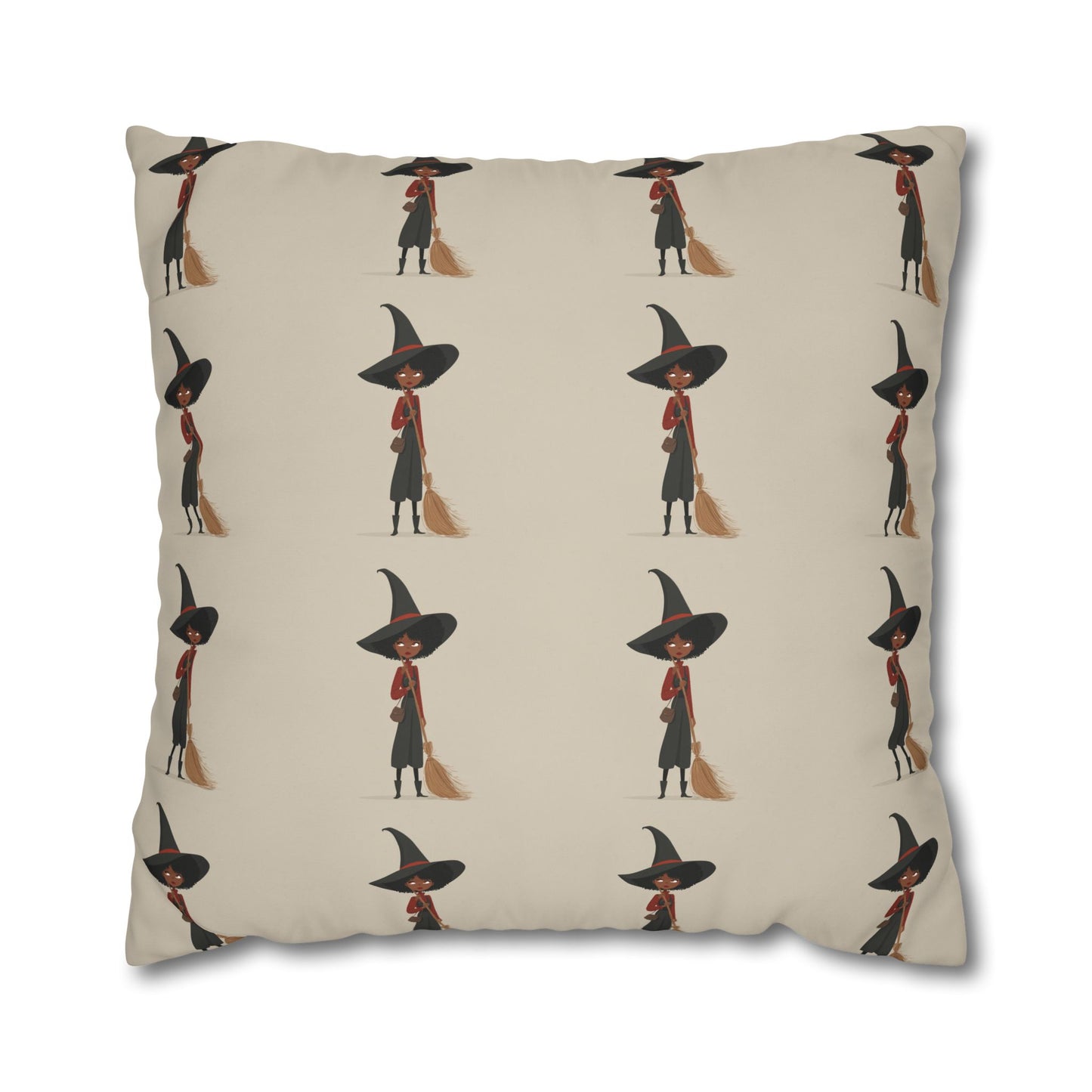Whimsical Witch Square Pillowcase, Cozy Halloween Decor, Magic Themed Home Accents, Seasonal Gift for Witch Lovers, Spooky Bedroom Decor