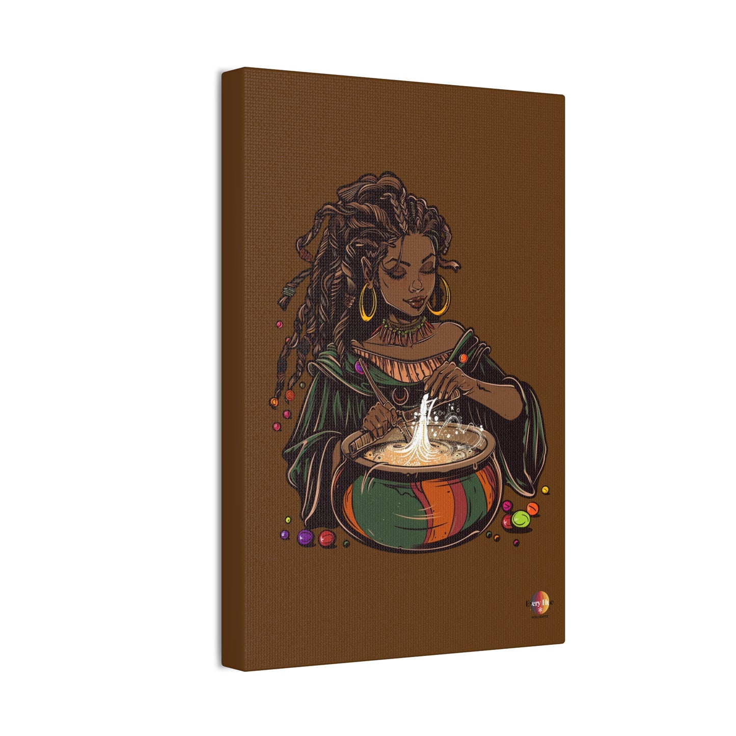 Artistic Magic Canvas Print with Enchantress, Wall Art, African Inspired Decor, Witchcraft Decor, Home Office Wall Art
