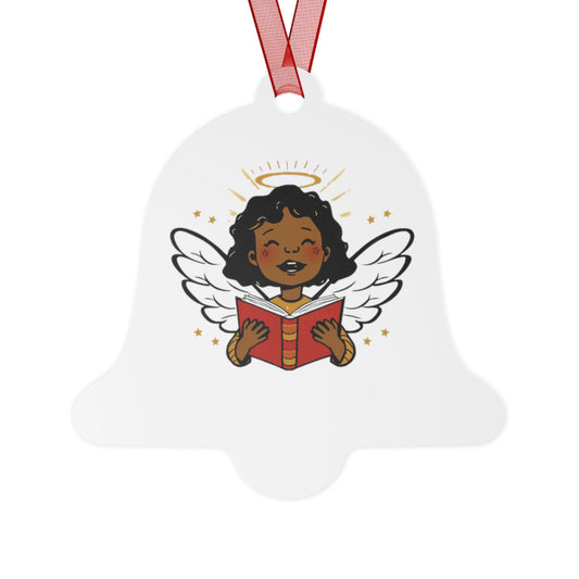 Angelic Reader Metal Ornaments, Christmas Decor, Holiday Gift, Religious Ornament, Winged Angel Decor