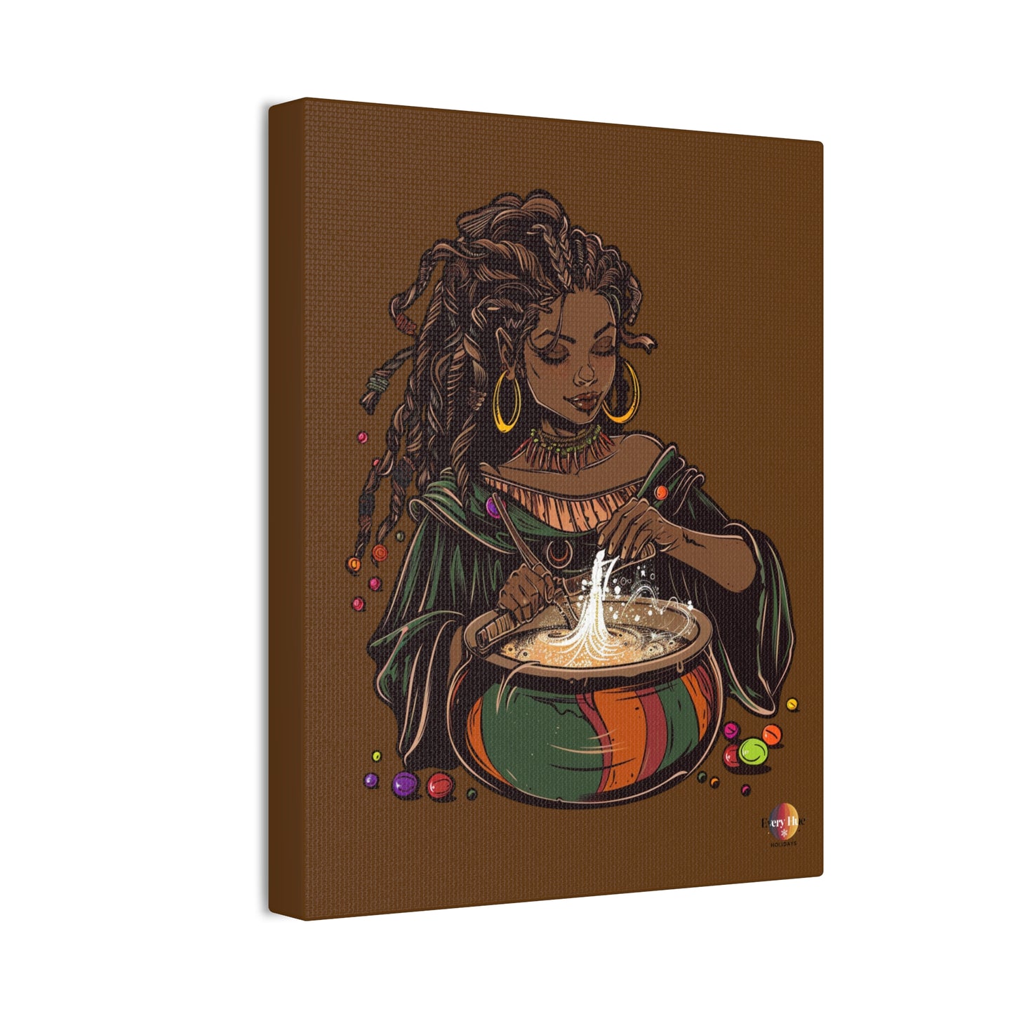 Artistic Magic Canvas Print with Enchantress, Wall Art, African Inspired Decor, Witchcraft Decor, Home Office Wall Art
