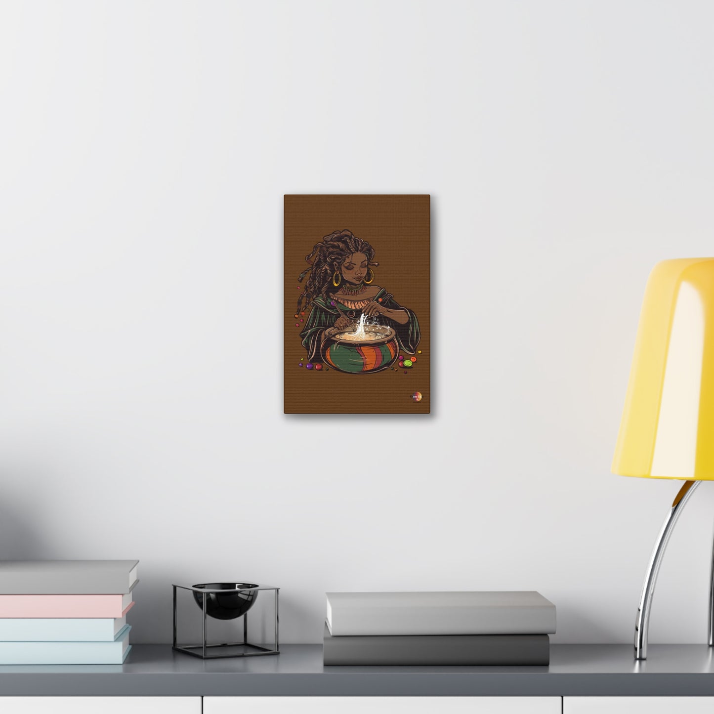 Artistic Magic Canvas Print with Enchantress, Wall Art, African Inspired Decor, Witchcraft Decor, Home Office Wall Art