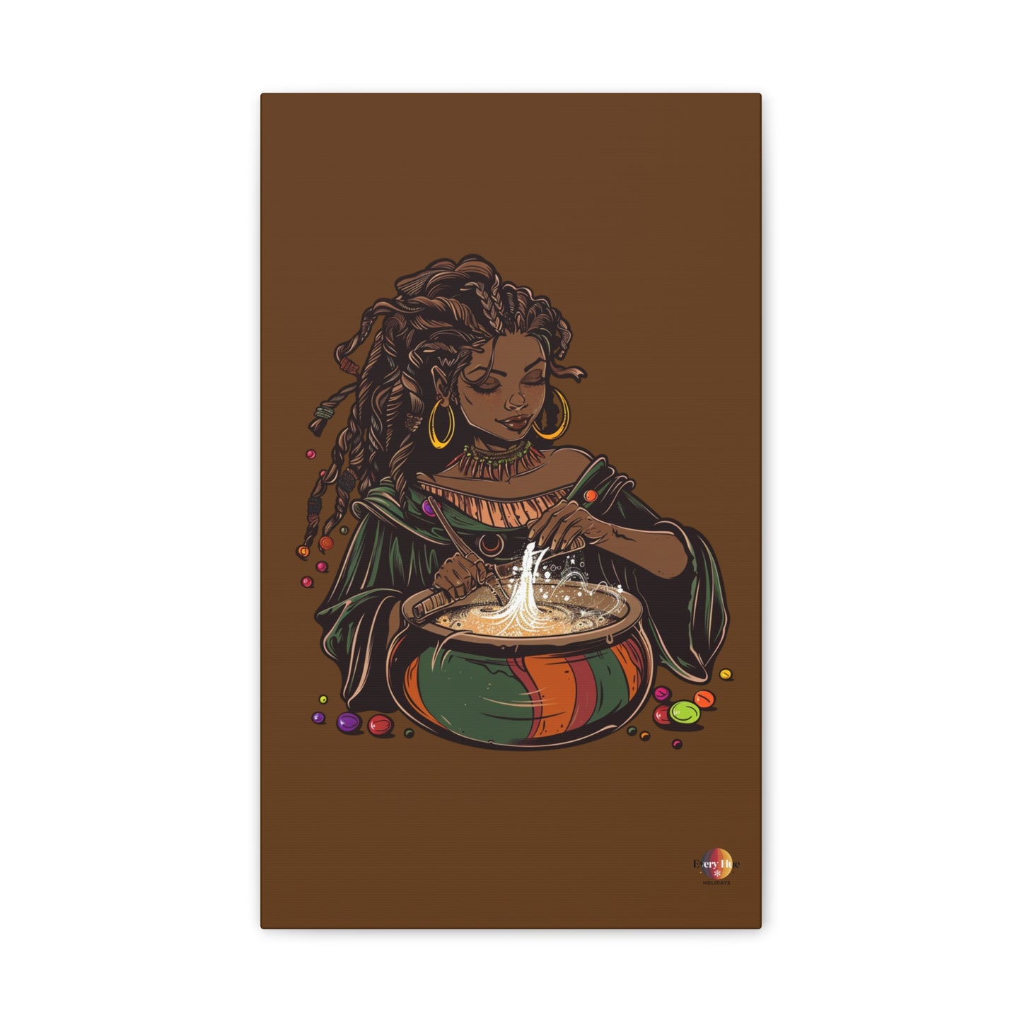 Artistic Magic Canvas Print with Enchantress, Wall Art, African Inspired Decor, Witchcraft Decor, Home Office Wall Art