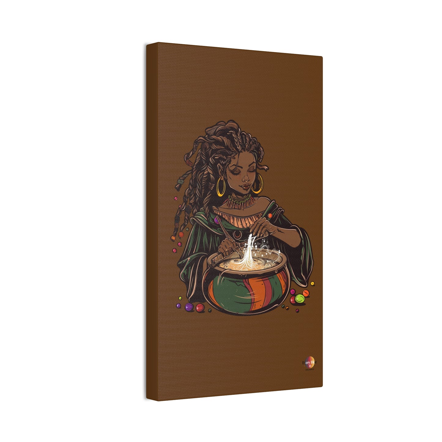 Artistic Magic Canvas Print with Enchantress, Wall Art, African Inspired Decor, Witchcraft Decor, Home Office Wall Art