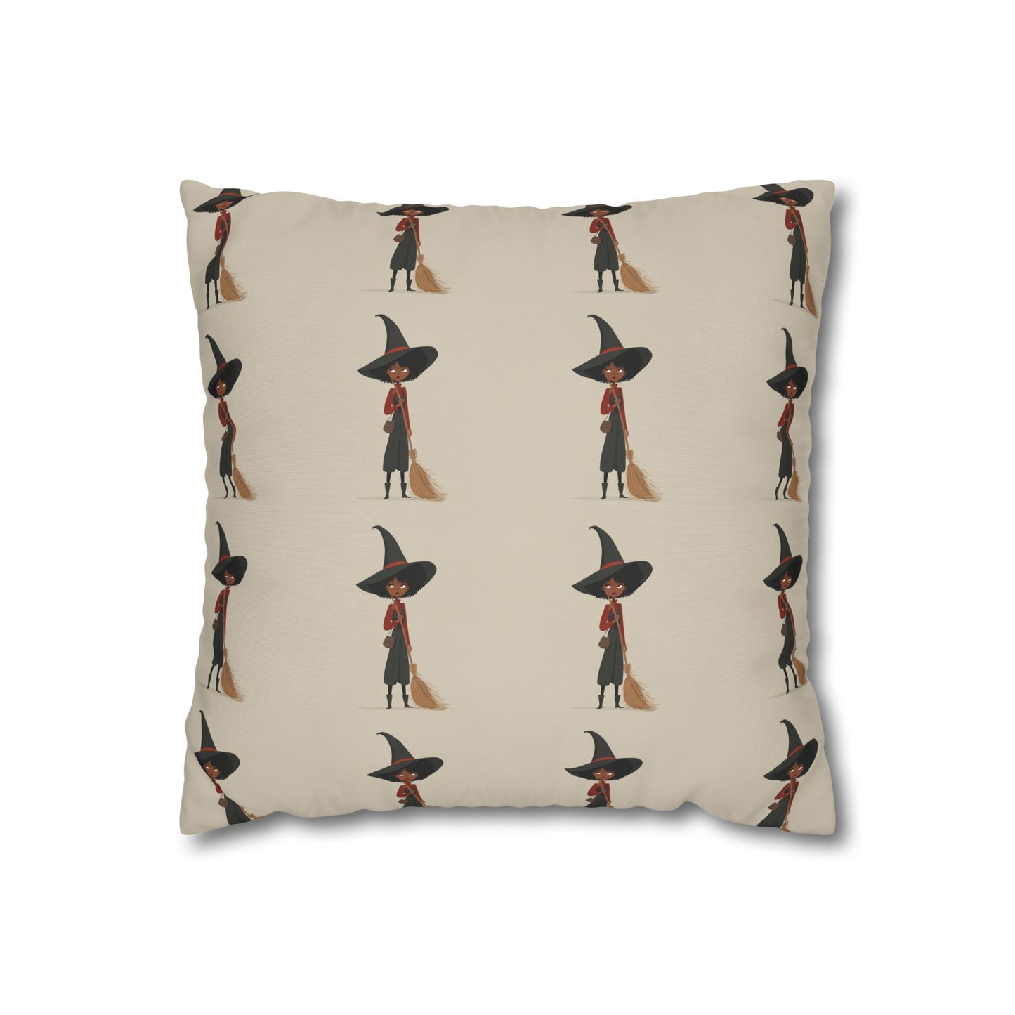 Whimsical Witch Square Pillowcase, Cozy Halloween Decor, Magic Themed Home Accents, Seasonal Gift for Witch Lovers, Spooky Bedroom Decor