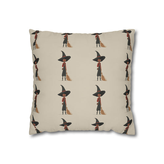 Whimsical Witch Square Pillowcase, Cozy Halloween Decor, Magic Themed Home Accents, Seasonal Gift for Witch Lovers, Spooky Bedroom Decor