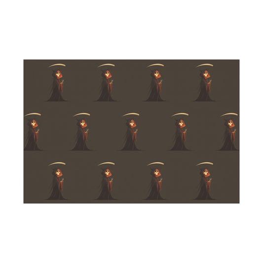 Gift Wrap Papers Featuring a Grim Reaper Design, Perfect for Halloween, Spooky Parties, Unique Gift Wrapping, Occasions, and Celebrations