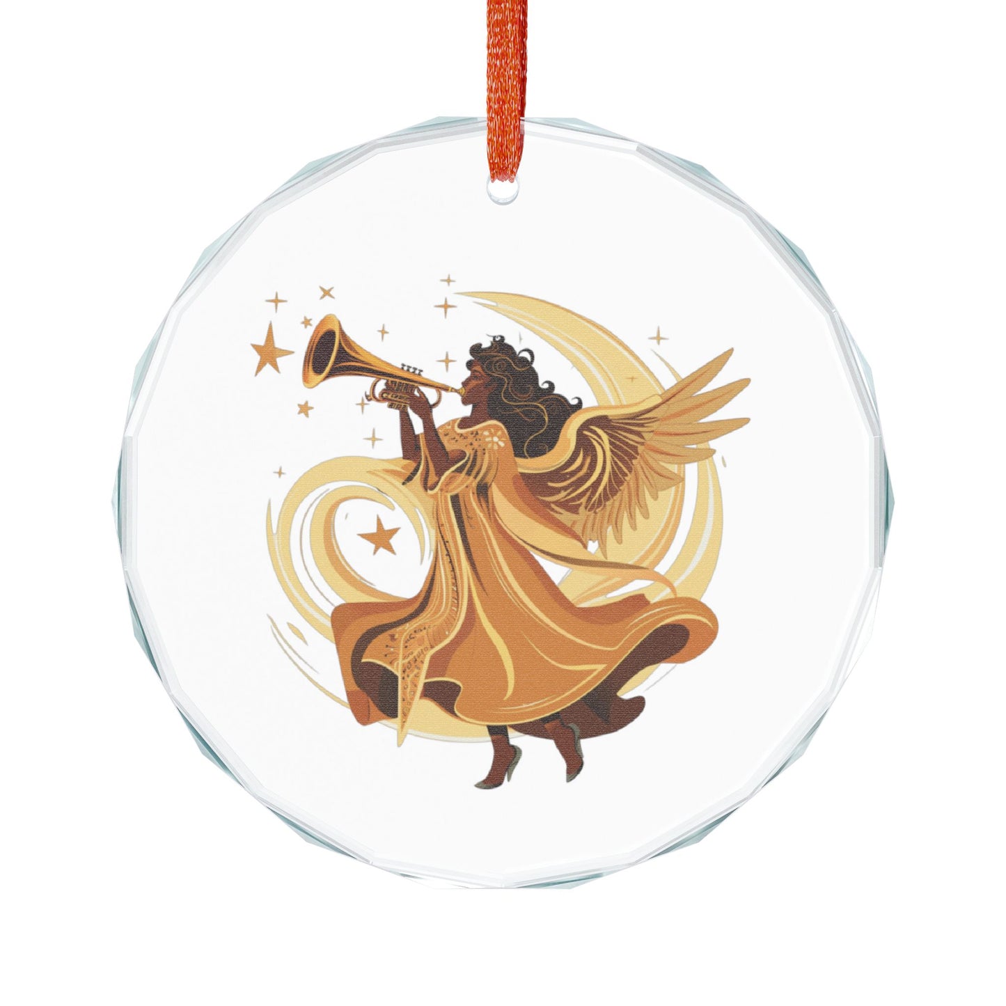 Angel Trumpet Crystal Ornament, Heart Shaped Decoration, Unique Holiday Gift, Christmas Tree Ornament, Home Décor Keepsake