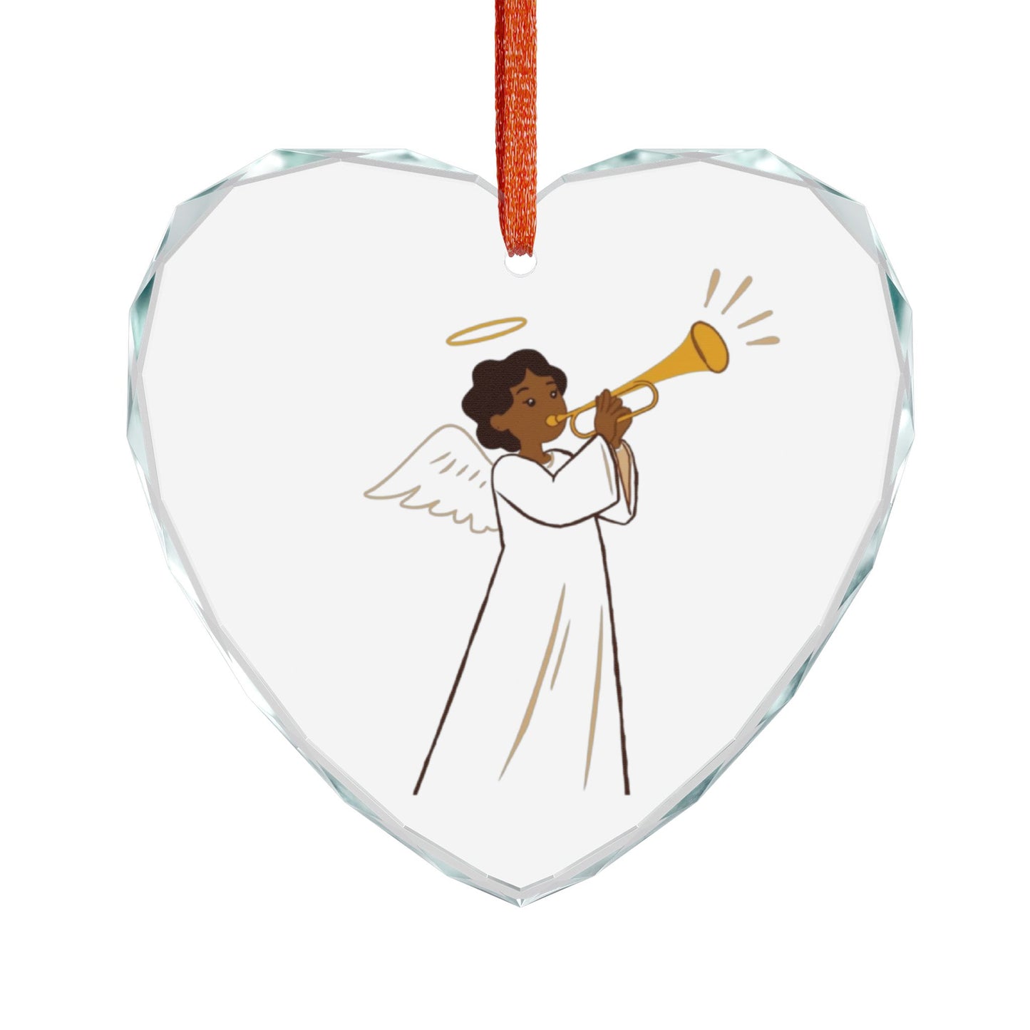 Heart-Shaped Angel Trumpet Crystal Ornament | Cherubic Decor for Christmas, Weddings, Birthdays, Keepsakes, Seasonal Gifts