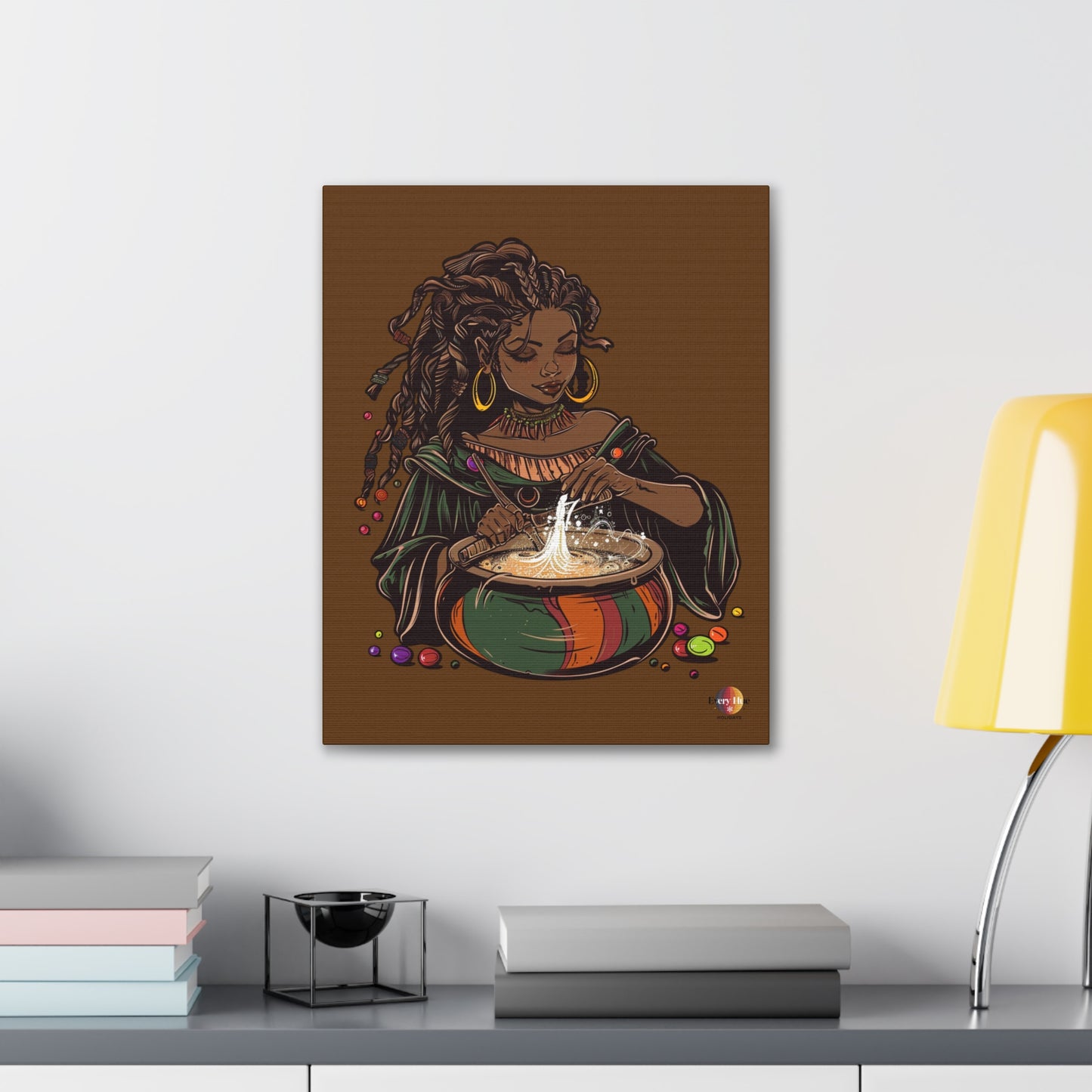 Artistic Magic Canvas Print with Enchantress, Wall Art, African Inspired Decor, Witchcraft Decor, Home Office Wall Art