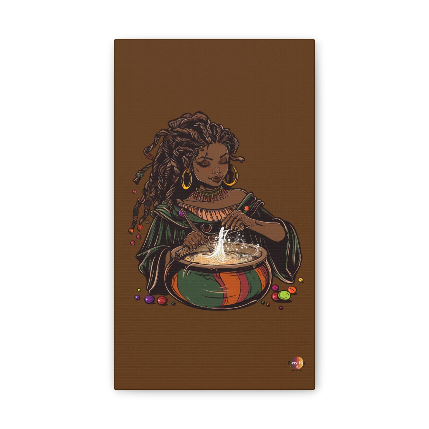 Artistic Magic Canvas Print with Enchantress, Wall Art, African Inspired Decor, Witchcraft Decor, Home Office Wall Art